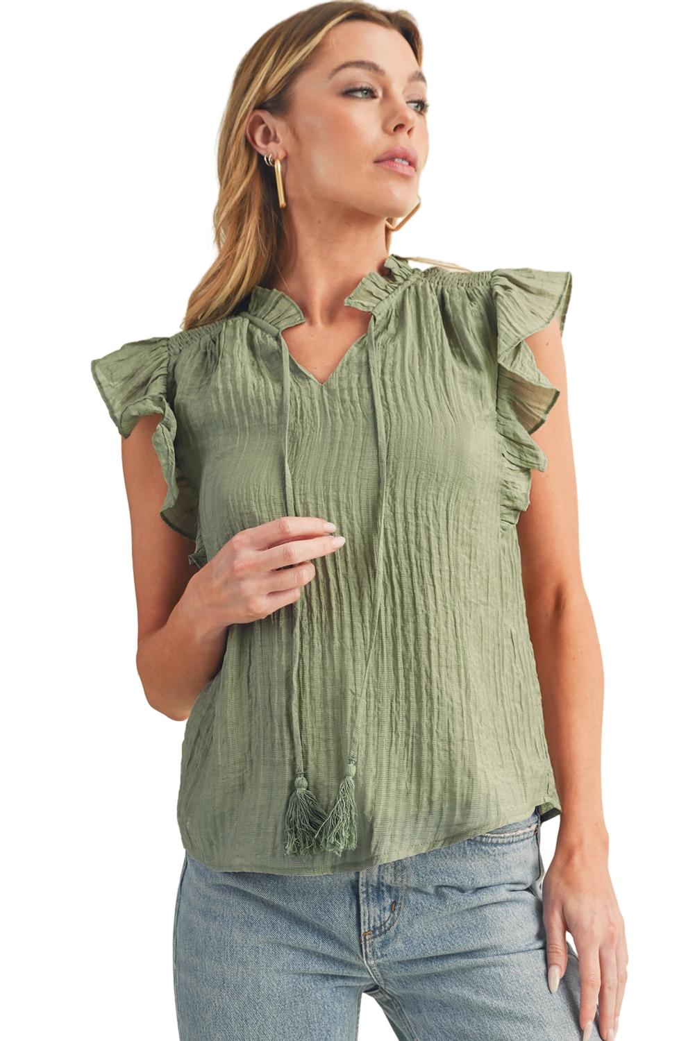 V Neck Textured Blouse