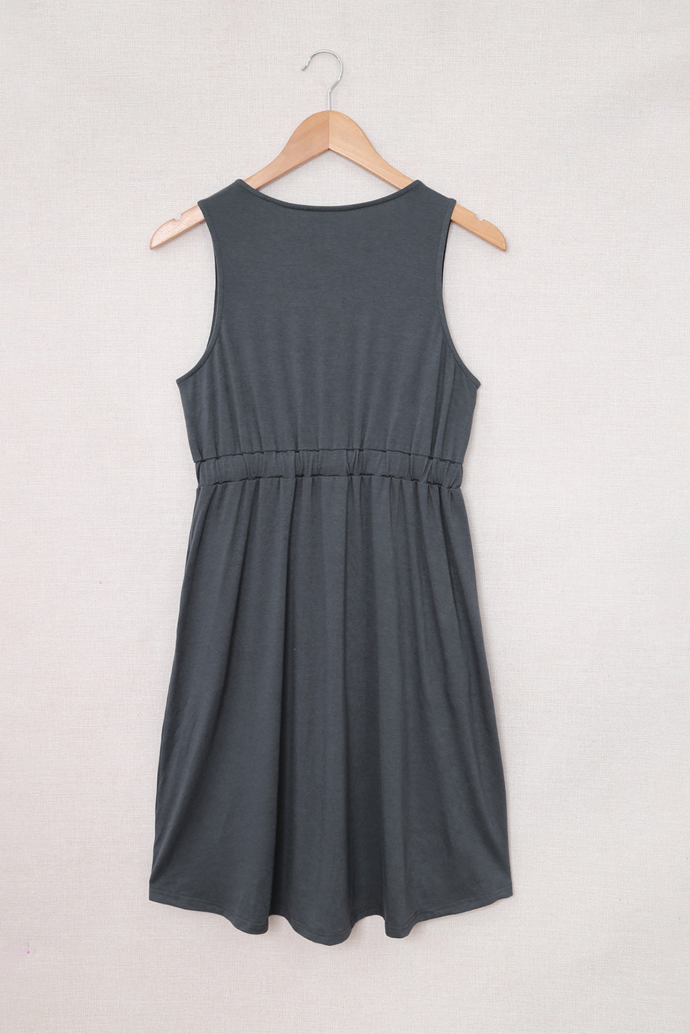 Sleeveless Button Front Short Basics Dress