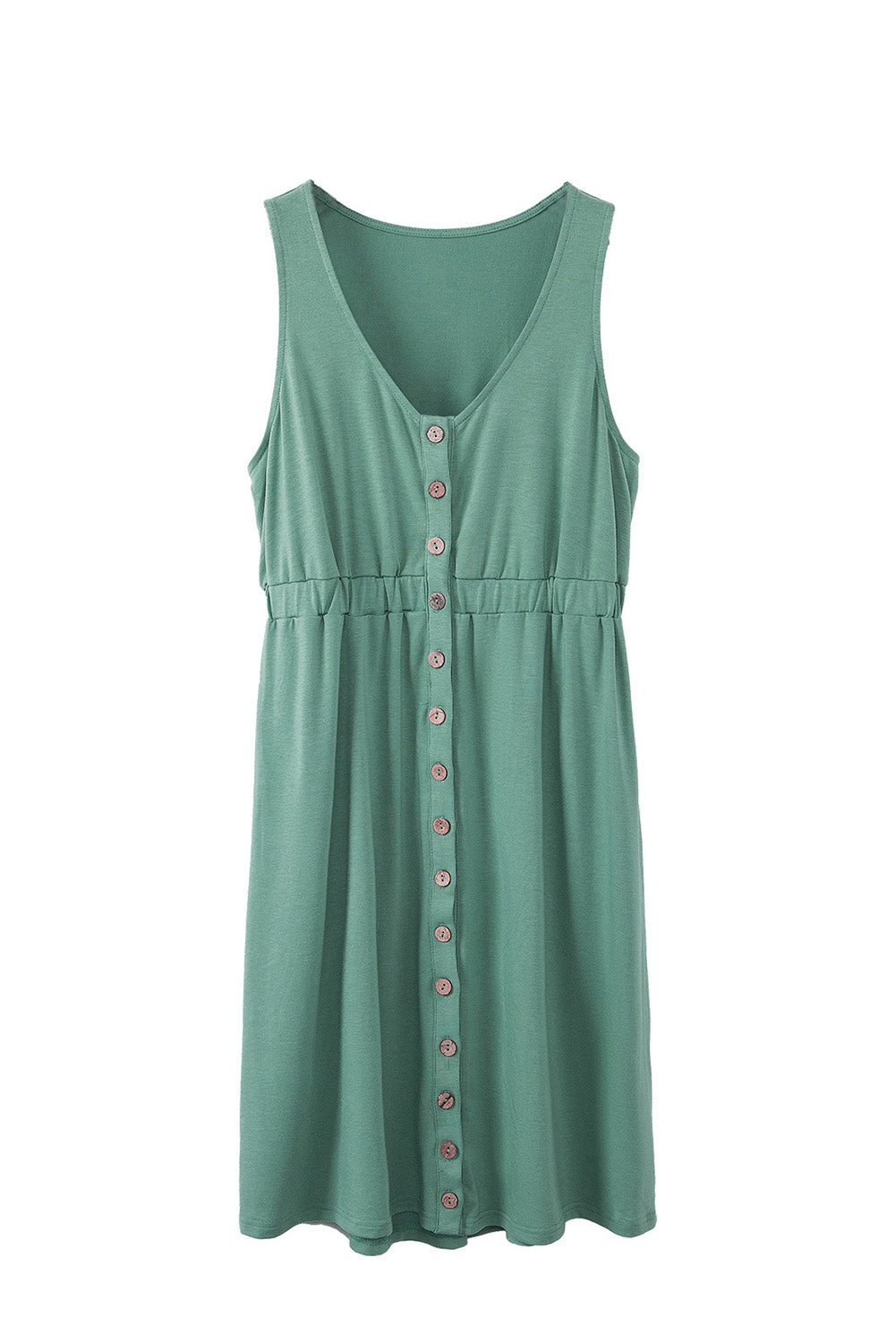 Sleeveless Button Front Short Basics Dress