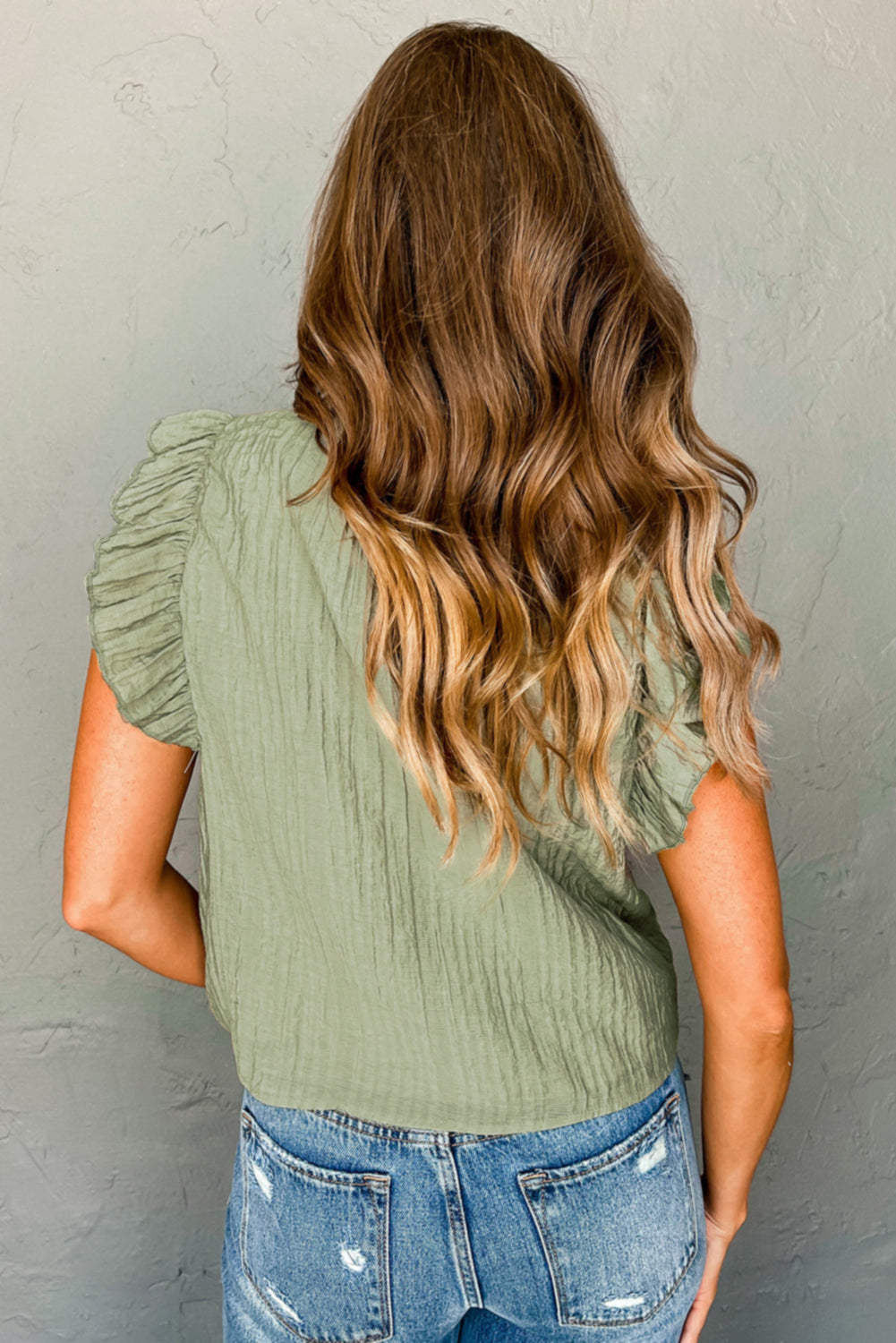 V Neck Textured Blouse