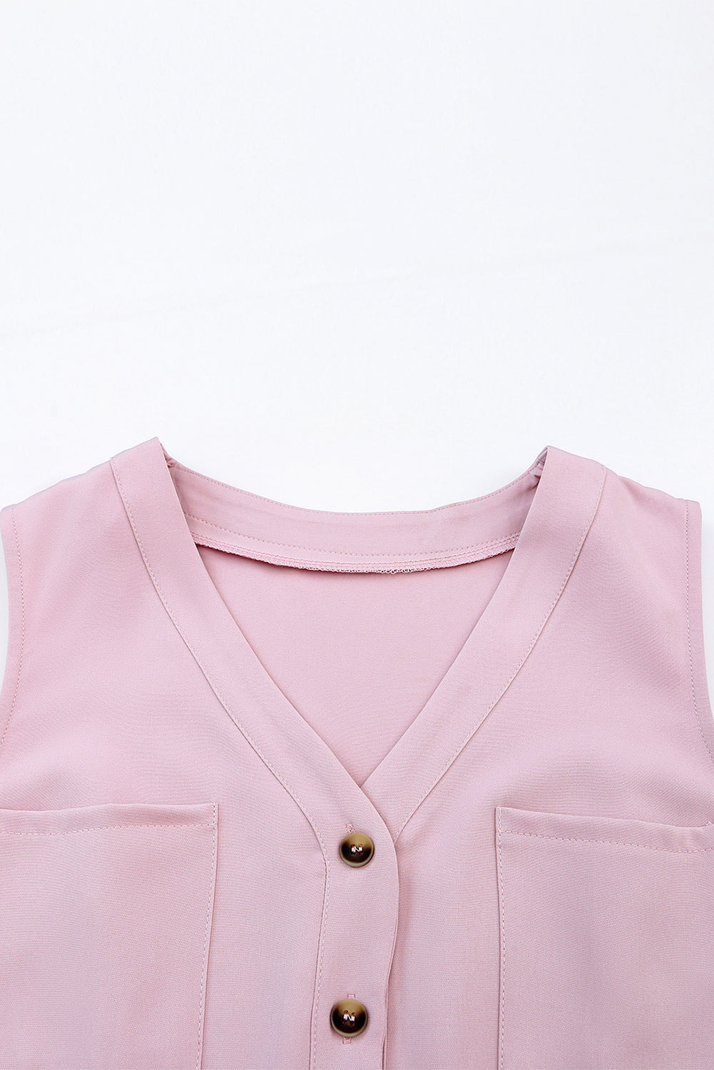 Buttoned Sleeveless Cropped Jumpsuit With Sash