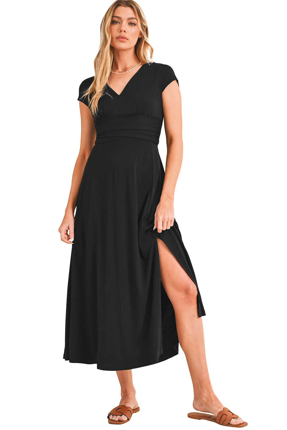 Deep V Neck Maxi Dress