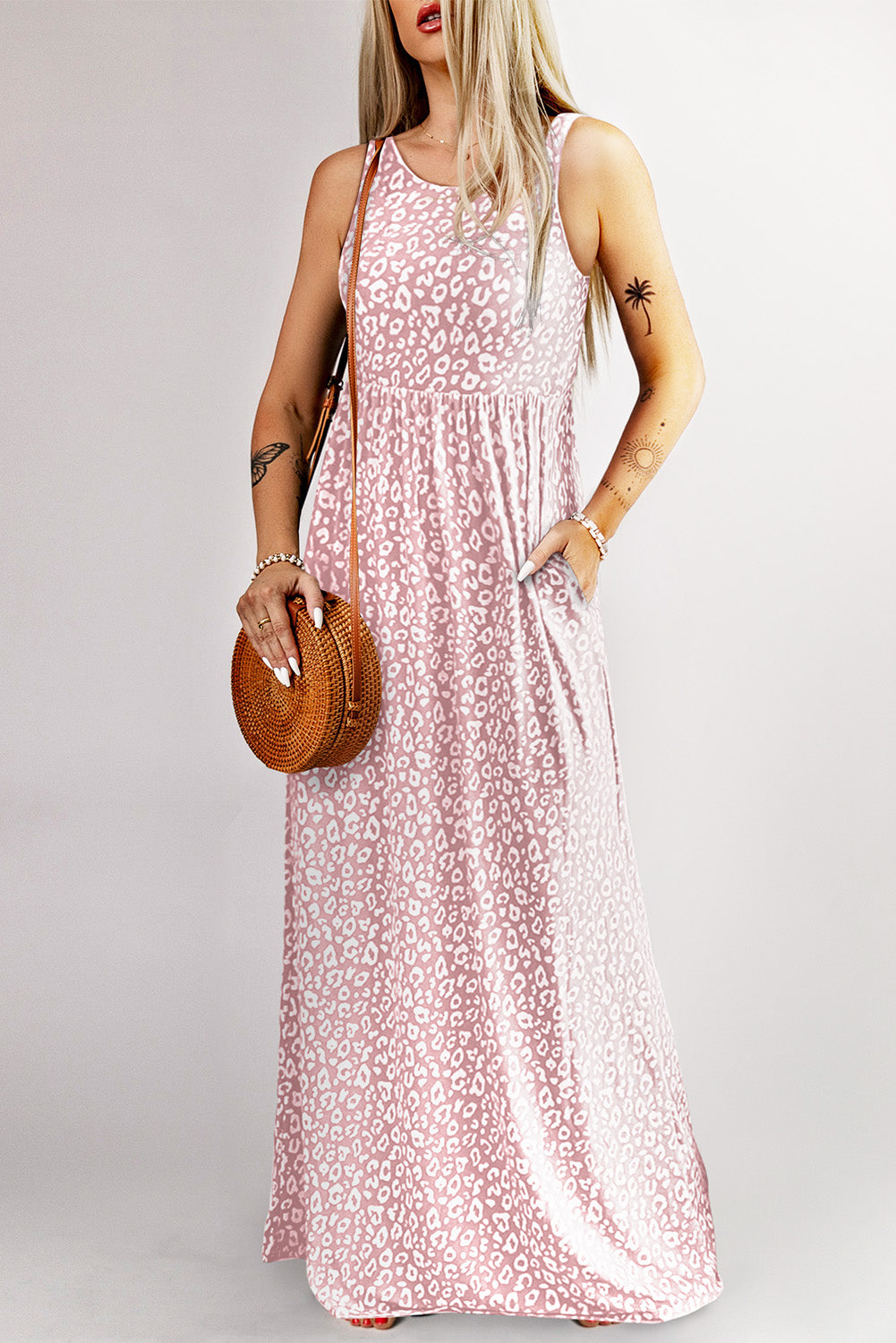 Leopard Pocketed Maxi Tank Dress