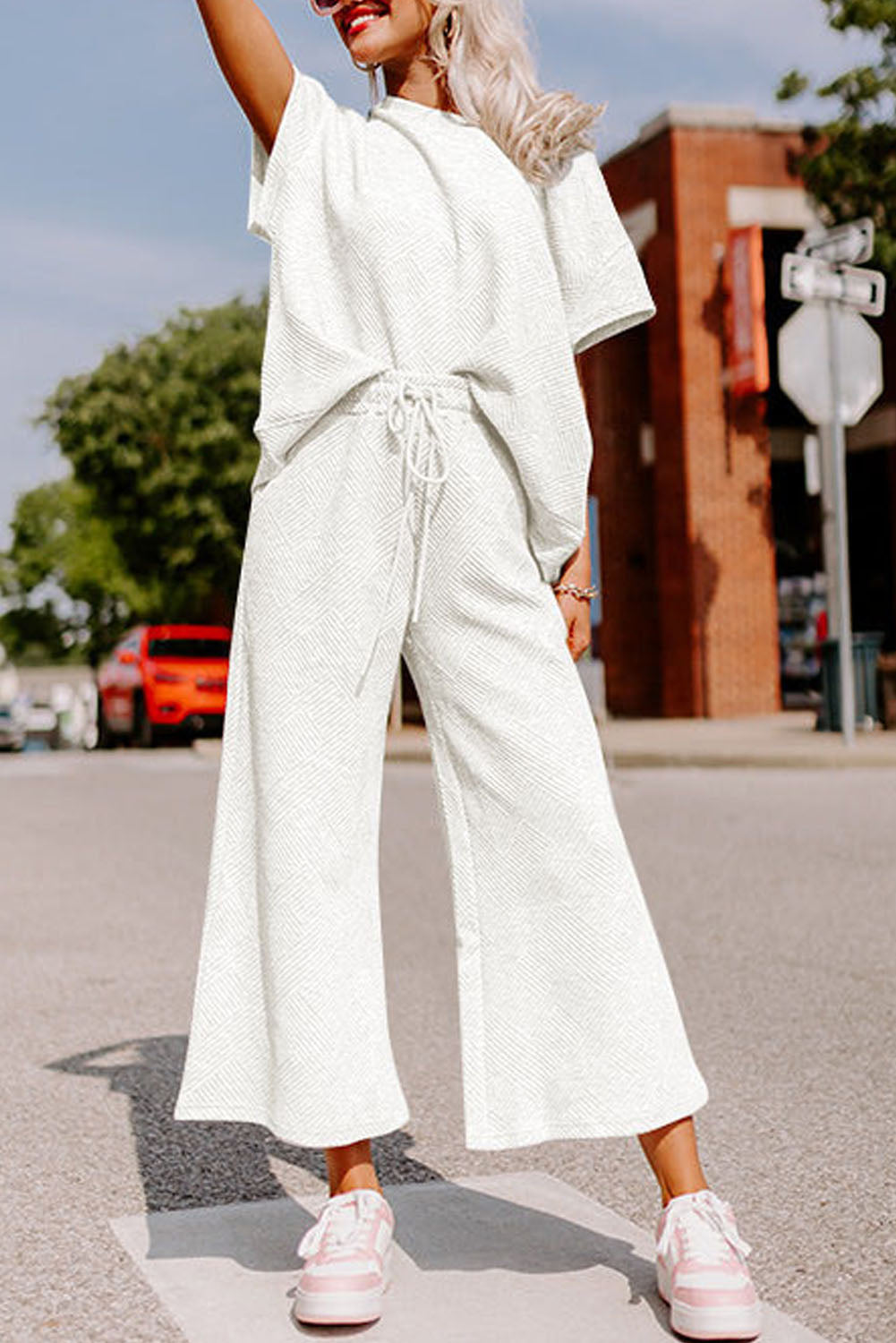 Loose Fit T Shirt and Drawstring Pants Set