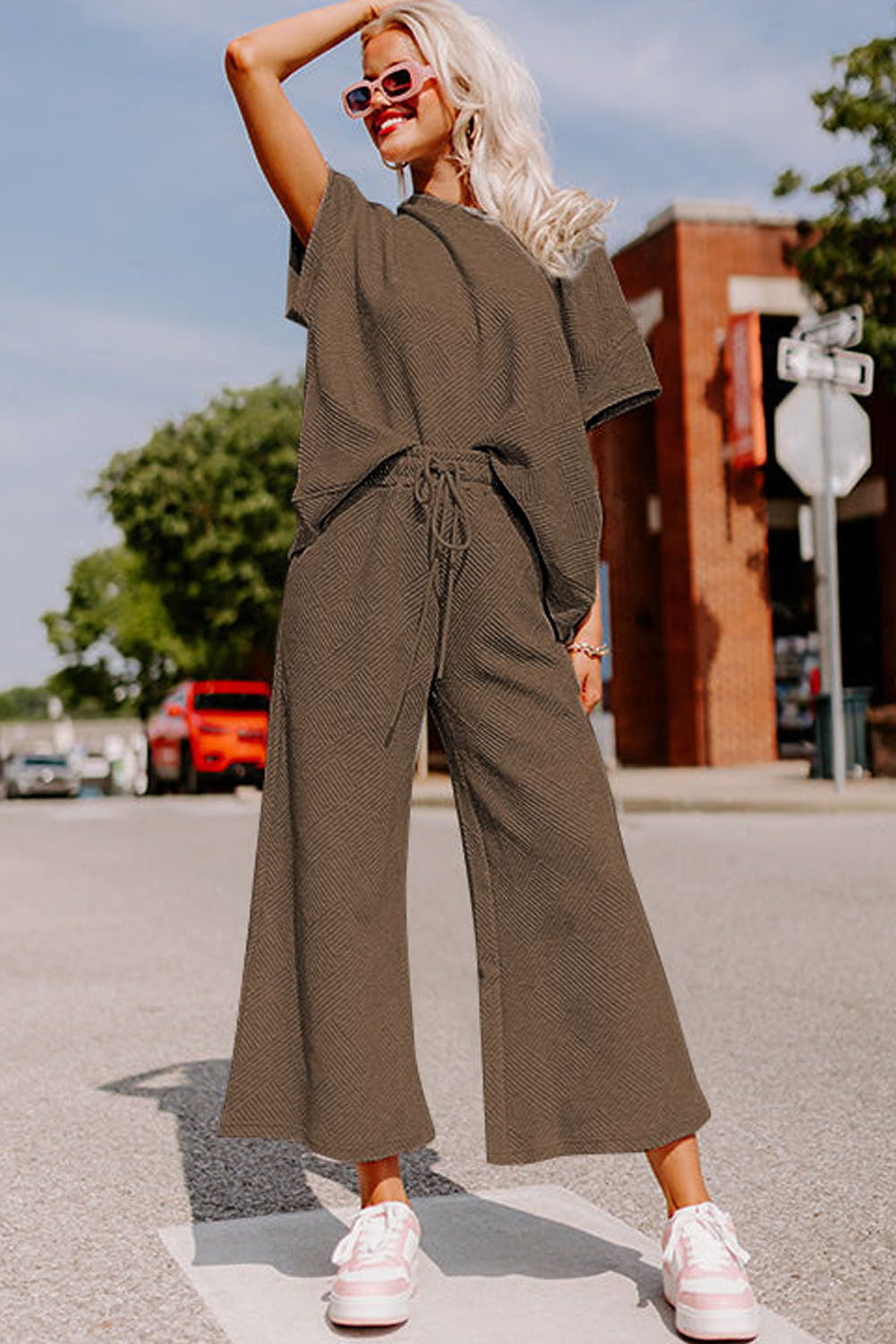 Loose Fit T Shirt and Drawstring Pants Set