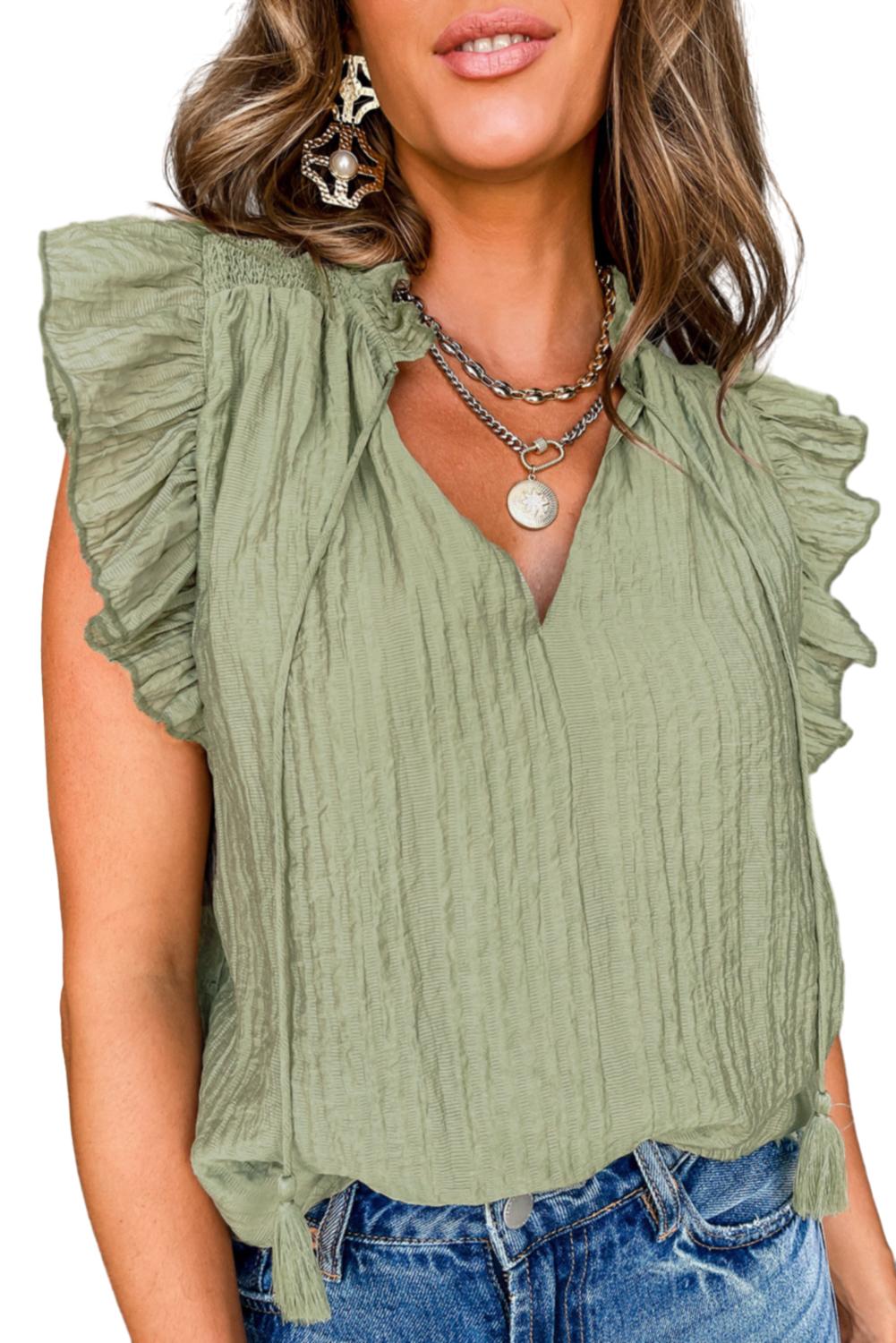 V Neck Textured Blouse