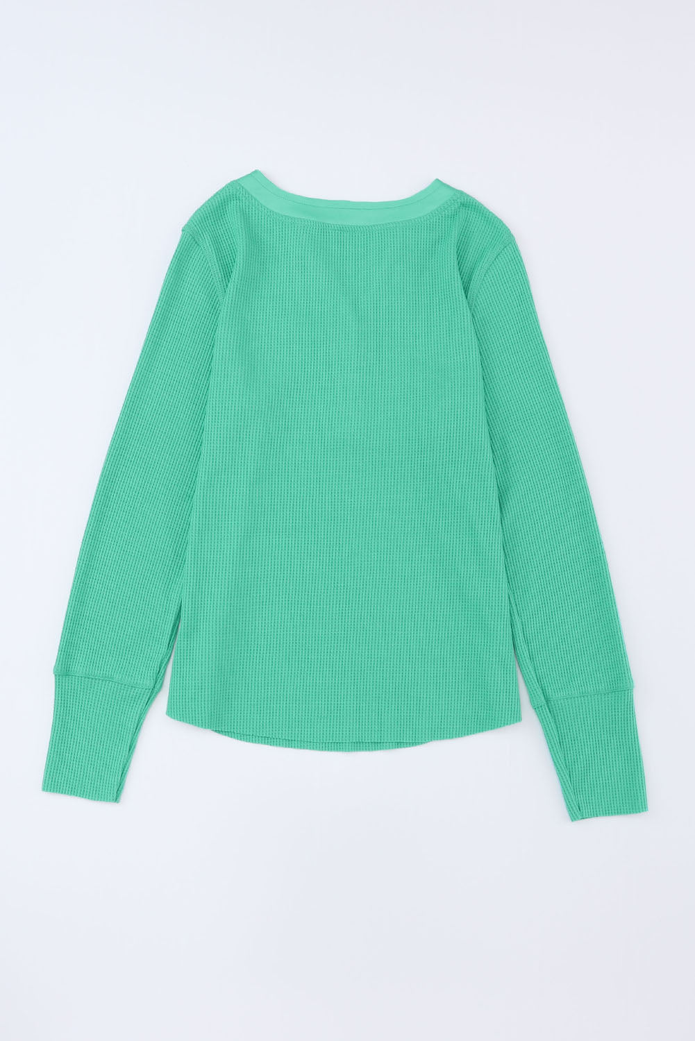 Waffle Knit Long Sleeve Henley Shirt