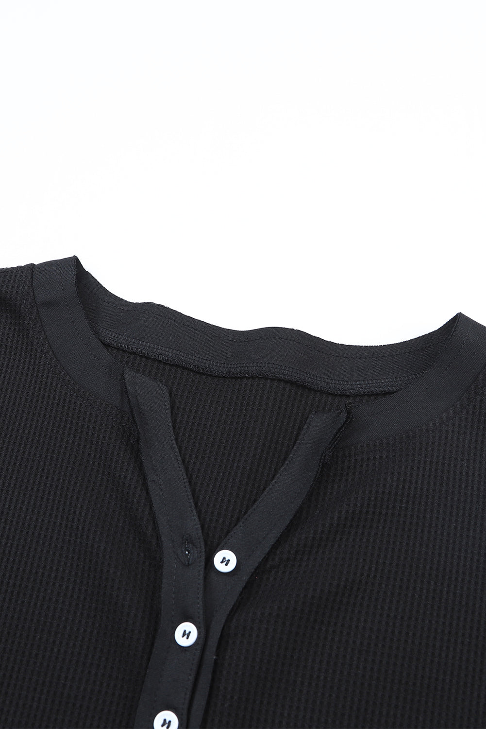 Waffle Knit Long Sleeve Henley Shirt