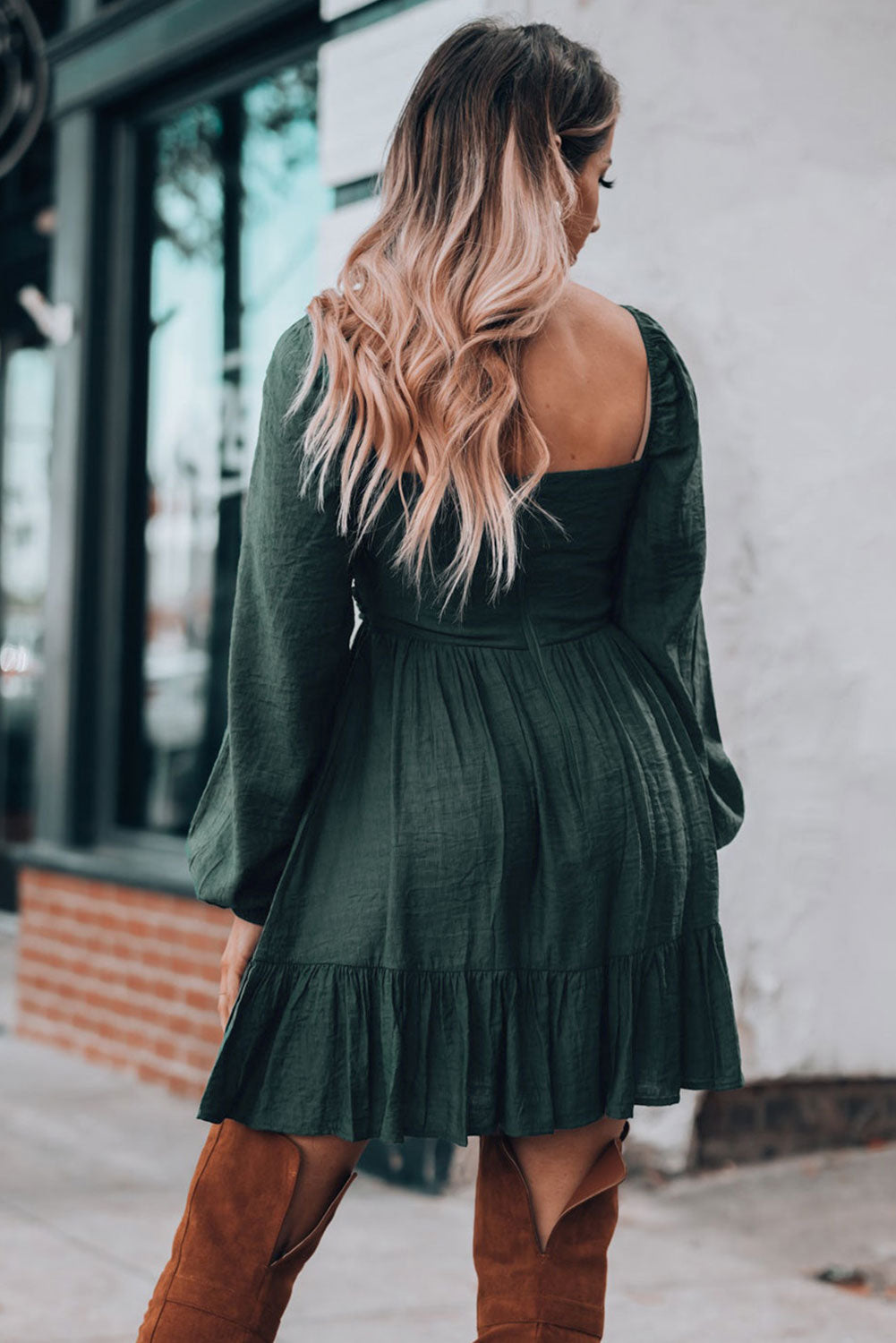 A -Line Square Neck Dress