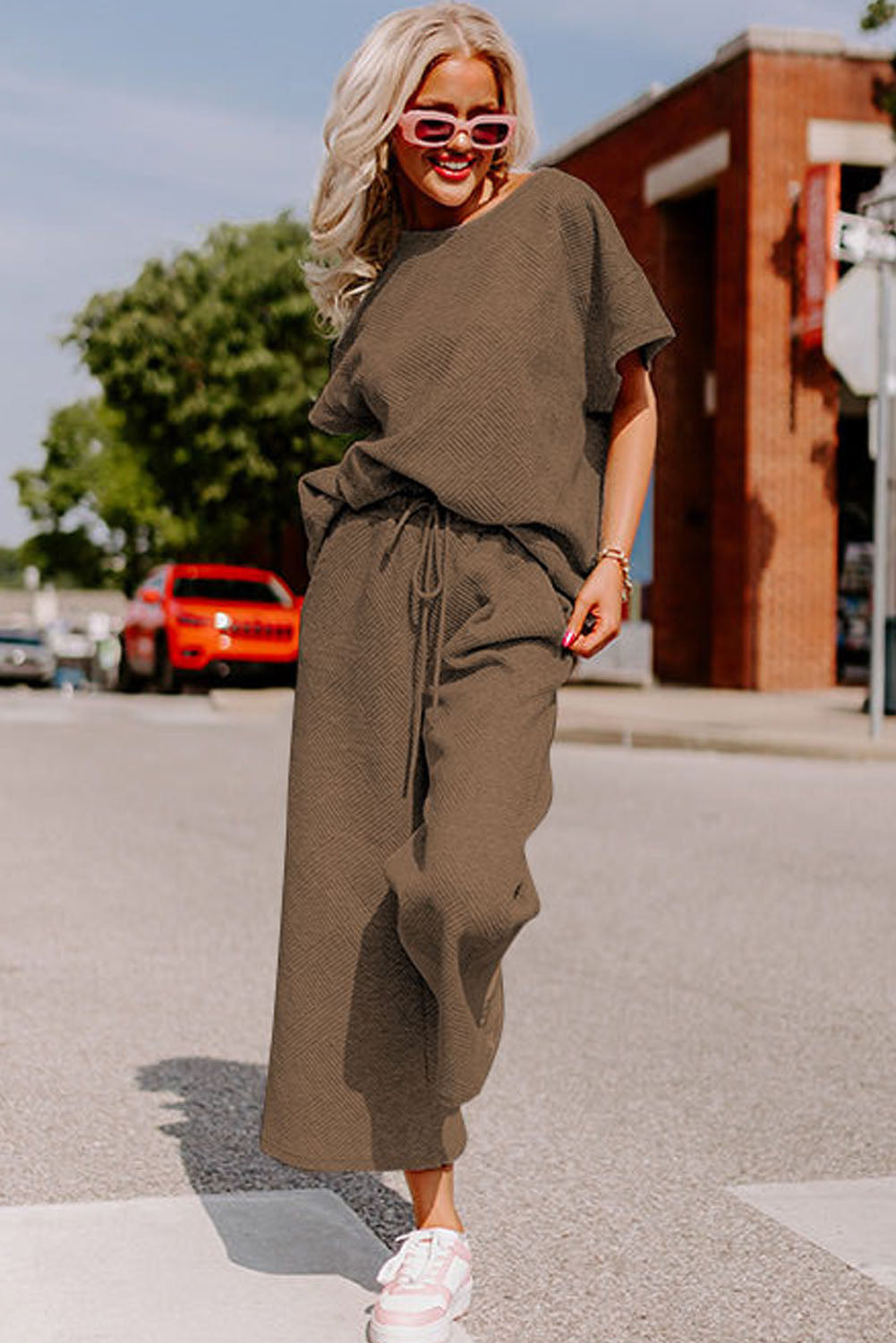 Loose Fit T Shirt and Drawstring Pants Set