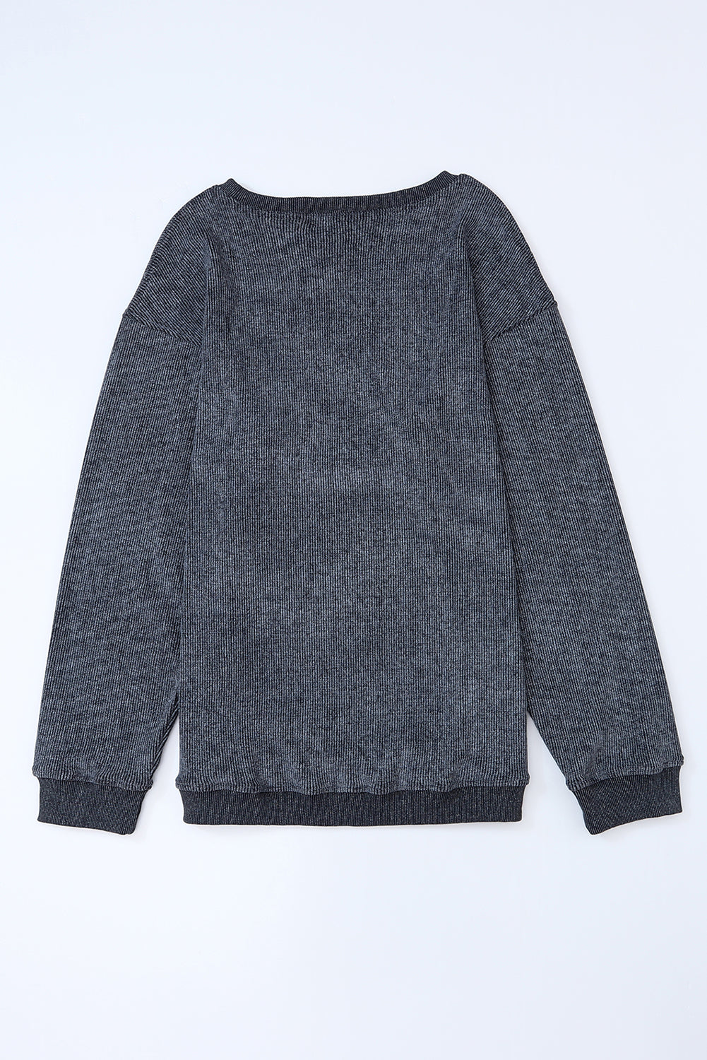 Ribbed Round Neck Pullover Sweatshirt