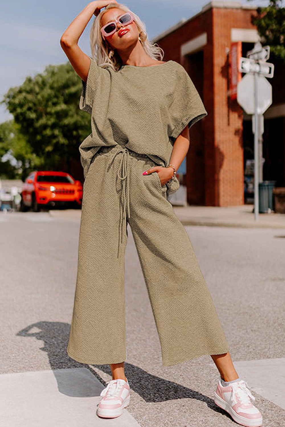 Loose Fit T Shirt and Drawstring Pants Set