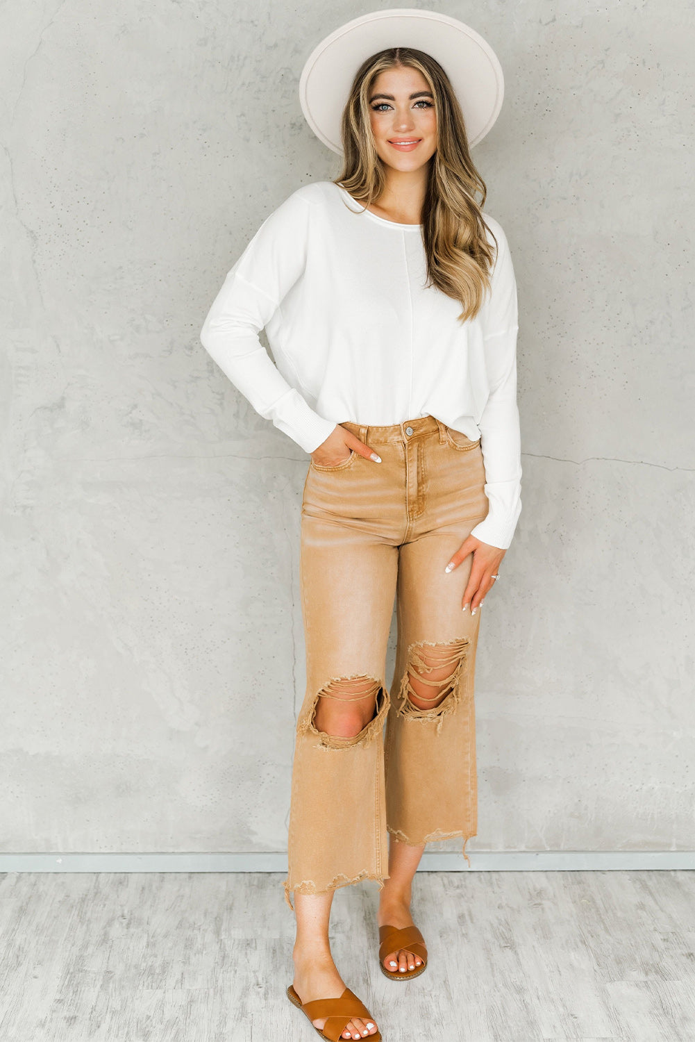 High Waist Flare Jeans with Raw Hem
