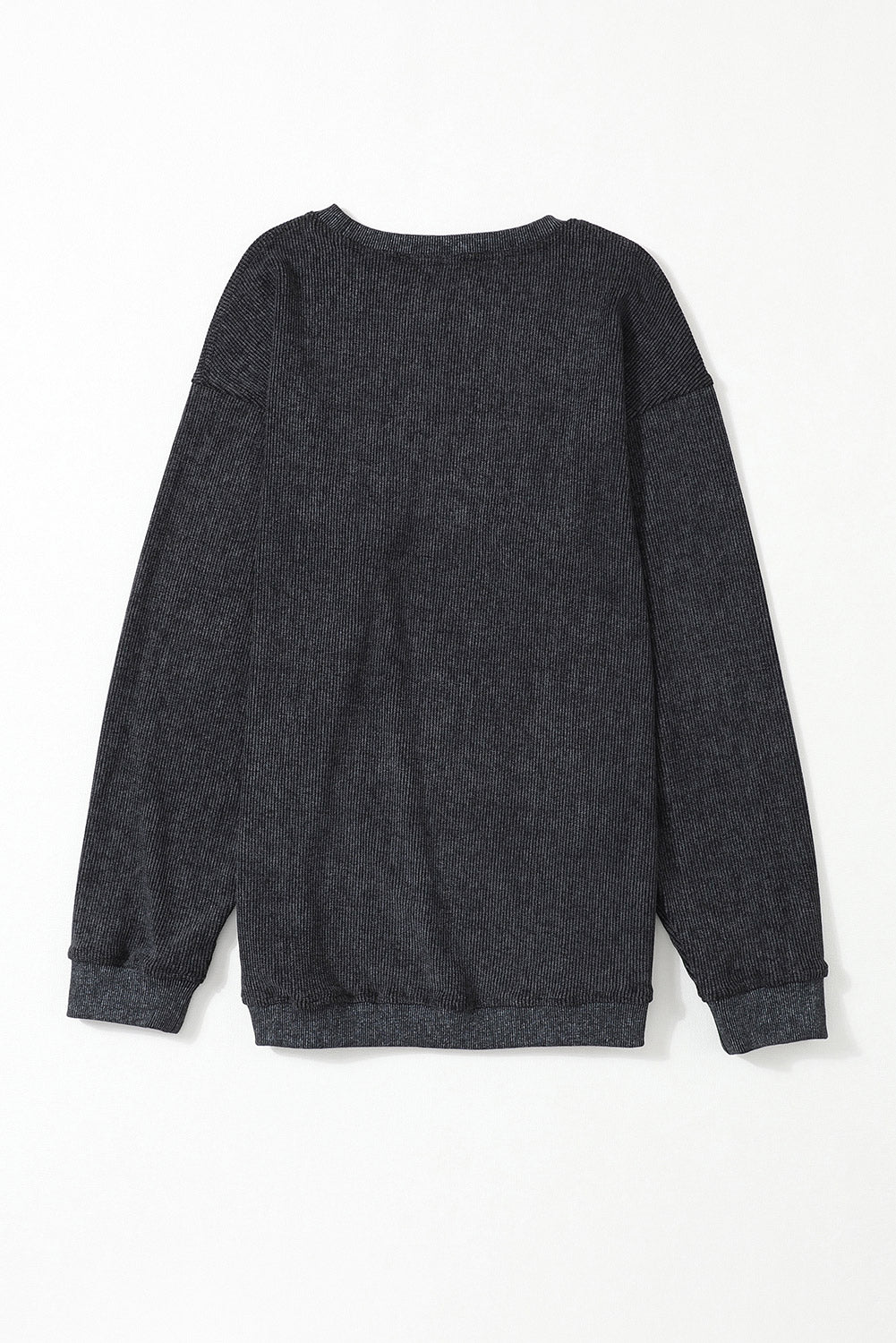 Ribbed Round Neck Pullover Sweatshirt