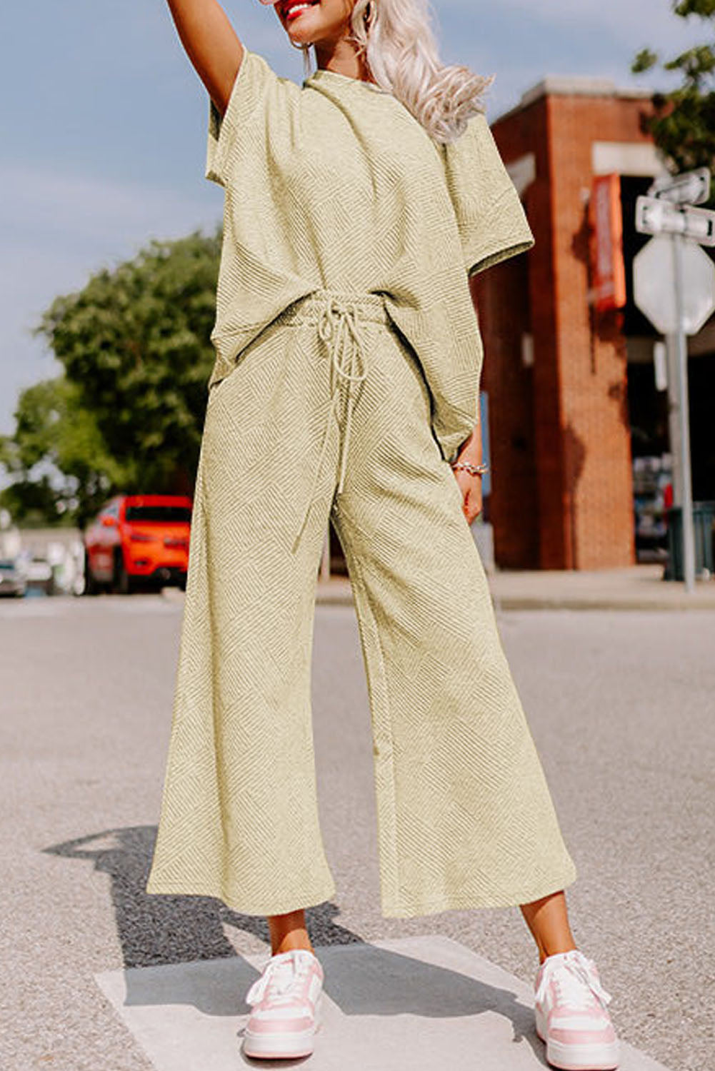 Loose Fit T Shirt and Drawstring Pants Set