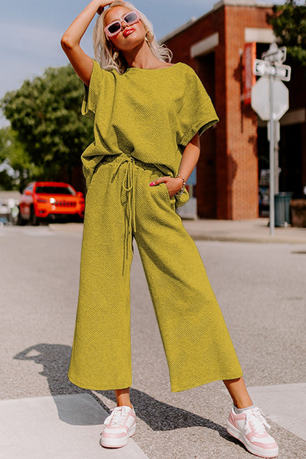 Loose Fit T Shirt and Drawstring Pants Set