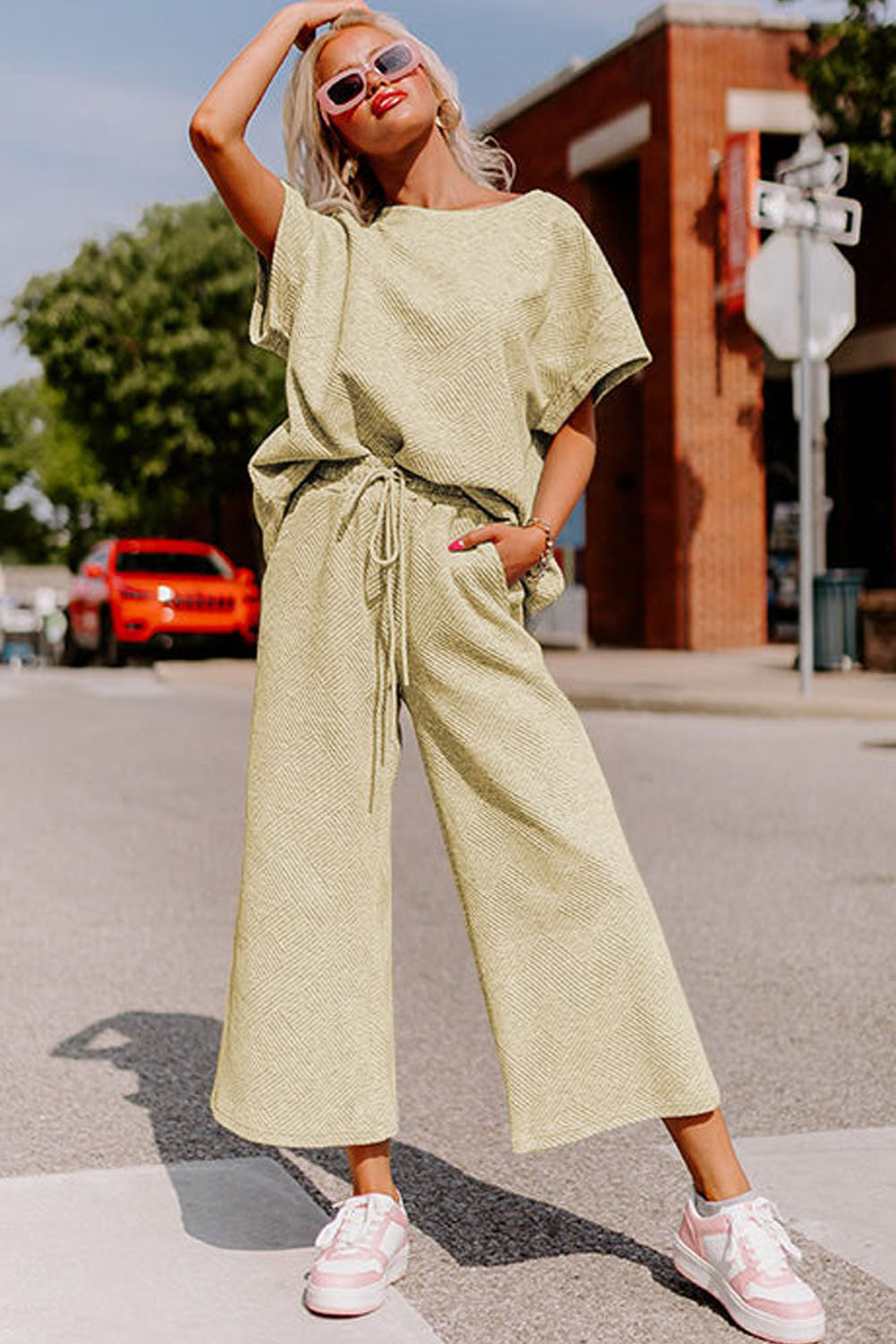 Loose Fit T Shirt and Drawstring Pants Set