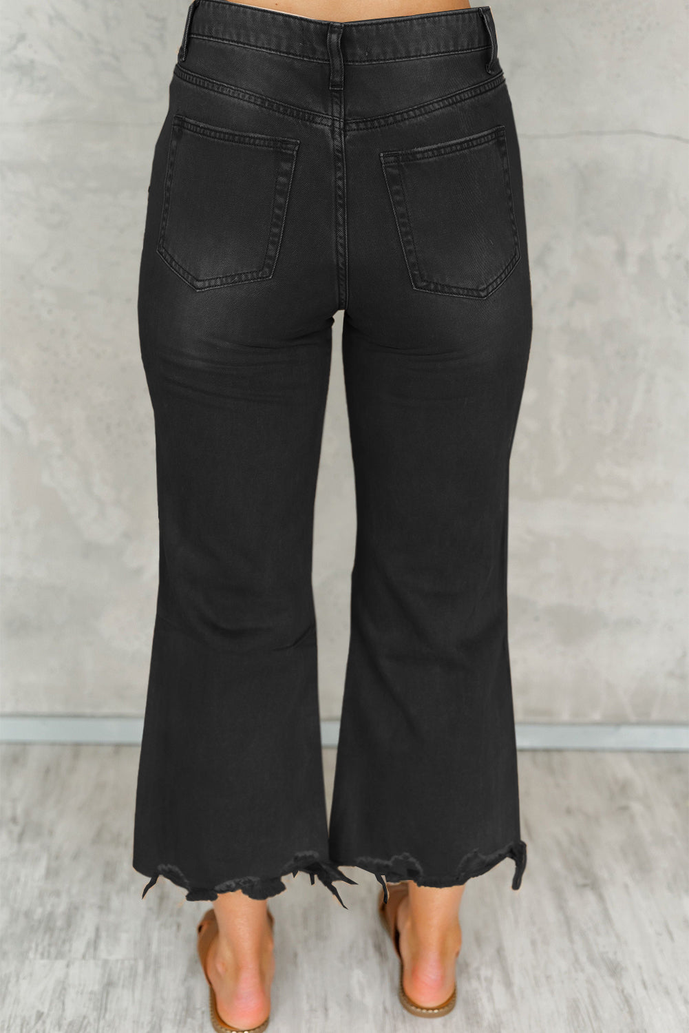 High Waist Flare Jeans with Raw Hem