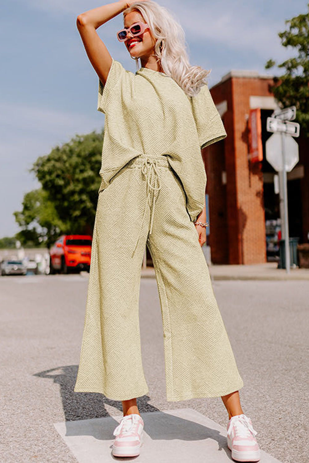 Loose Fit T Shirt and Drawstring Pants Set