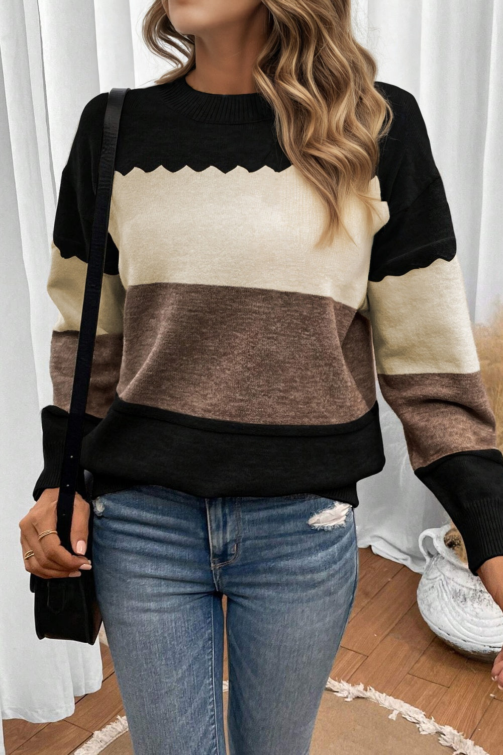 Crew Neck Drop Shoulder Sweater