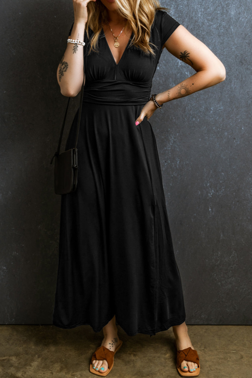 Deep V Neck Maxi Dress