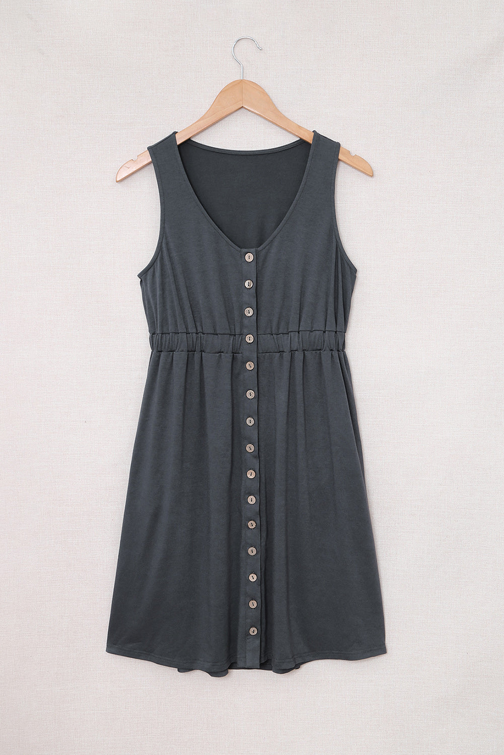 Sleeveless Button Front Short Basics Dress