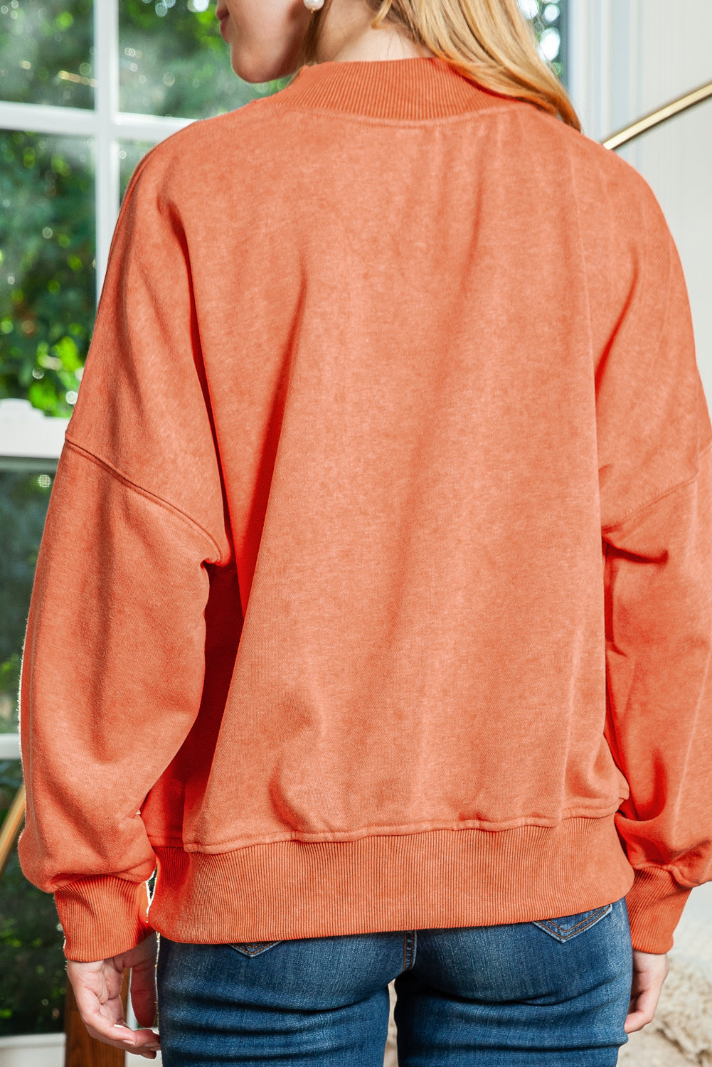 Drop Shoulder Crew Neck Pullover Sweatshirt