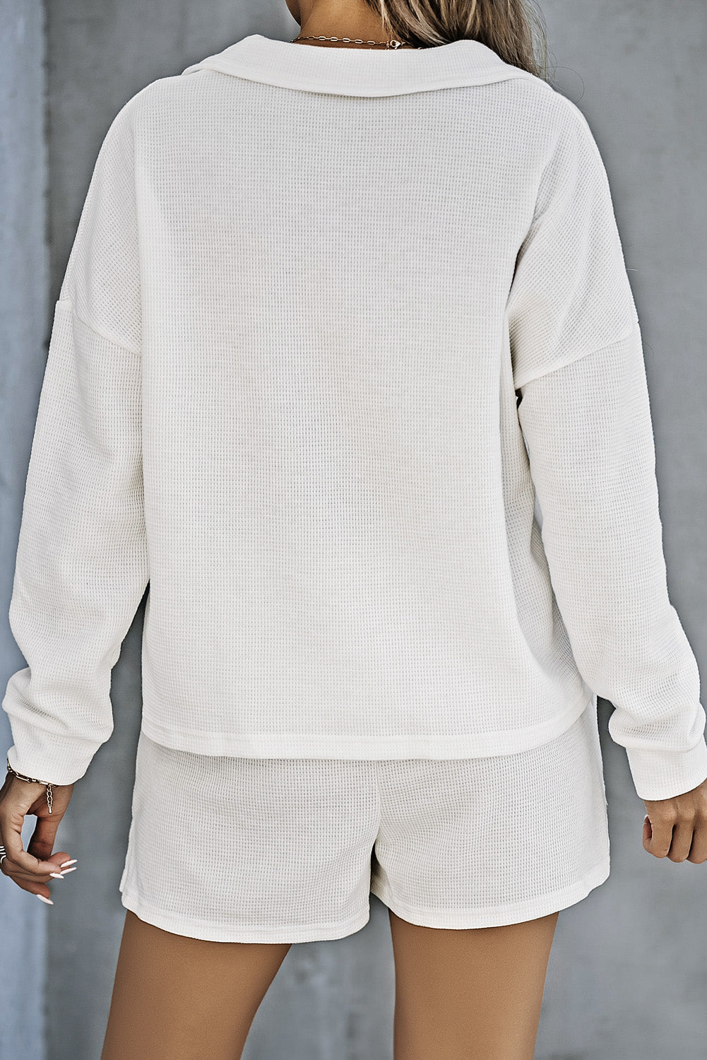 Ribbed Sweatshirt & High Waist Shorts Set