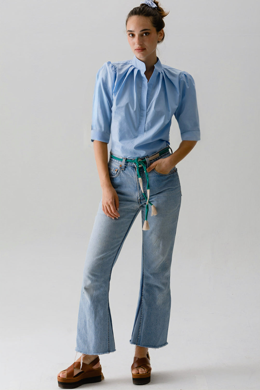 Short Sleeve Pleated Blouse