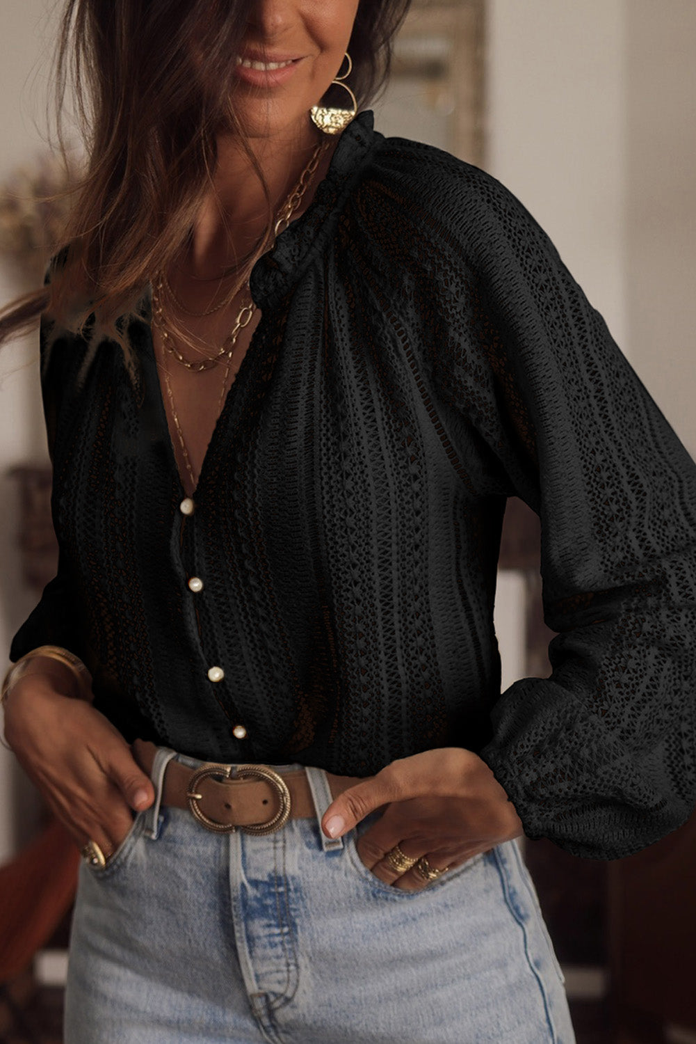 Raglan Sleeve Crochet Top