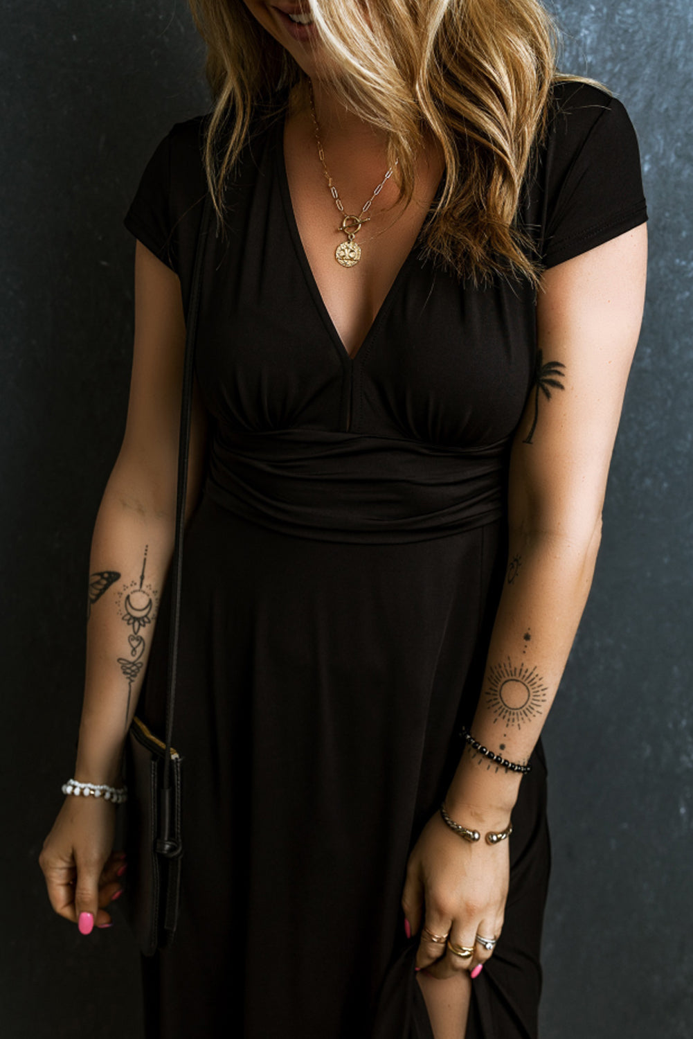 Deep V Neck Maxi Dress