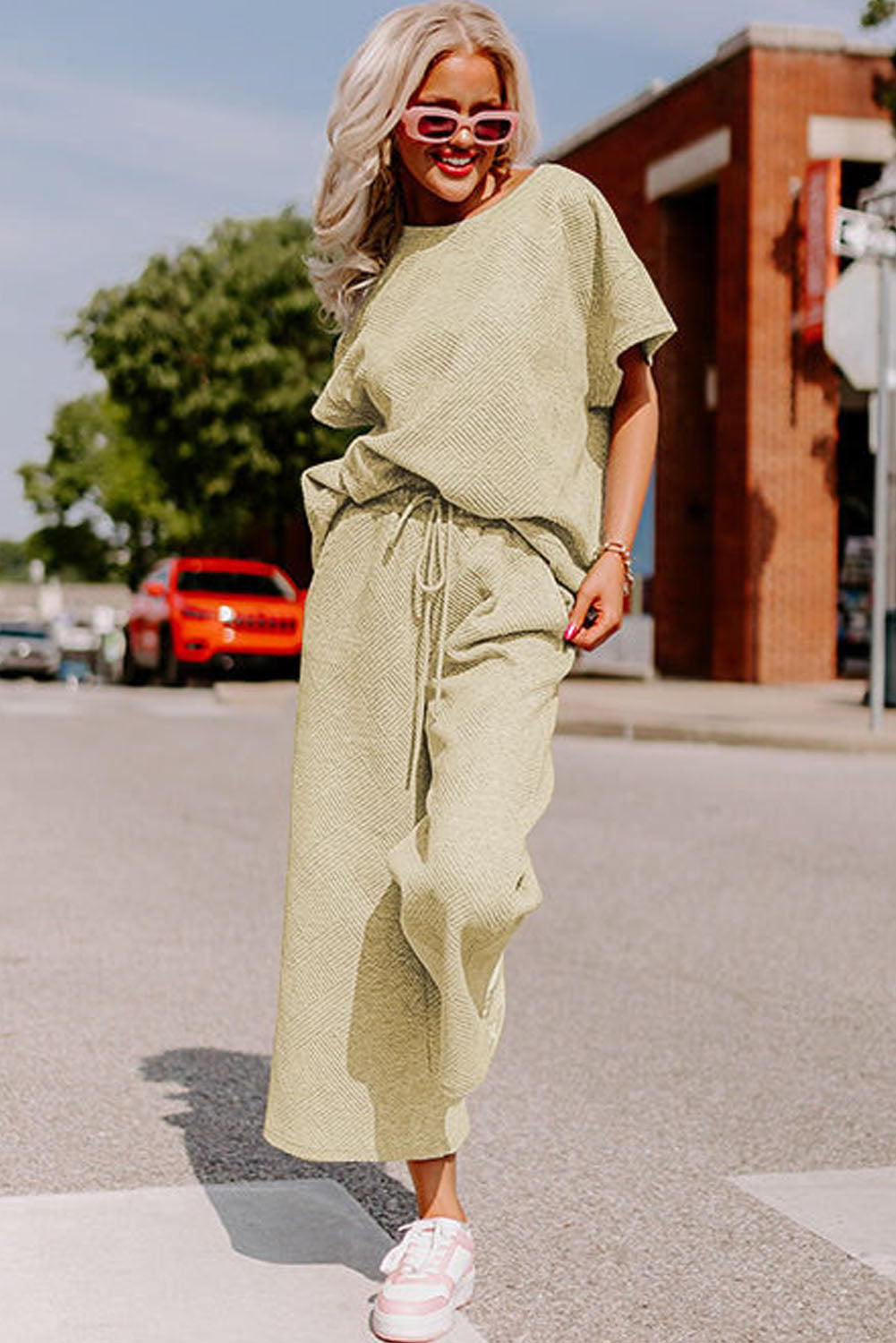 Loose Fit T Shirt and Drawstring Pants Set