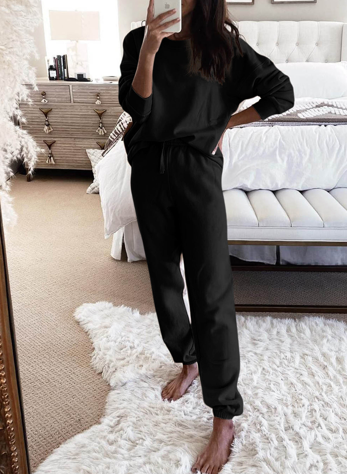 Long Sleeve Top & Drawstring Pants Two Piece Set
