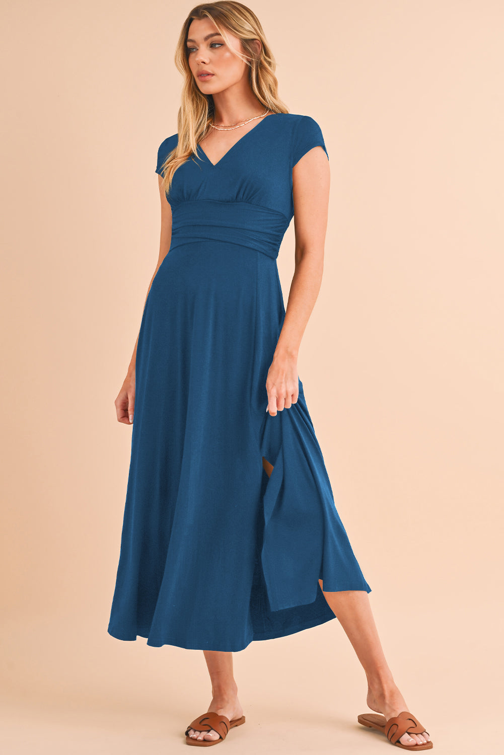 Deep V Neck Maxi Dress