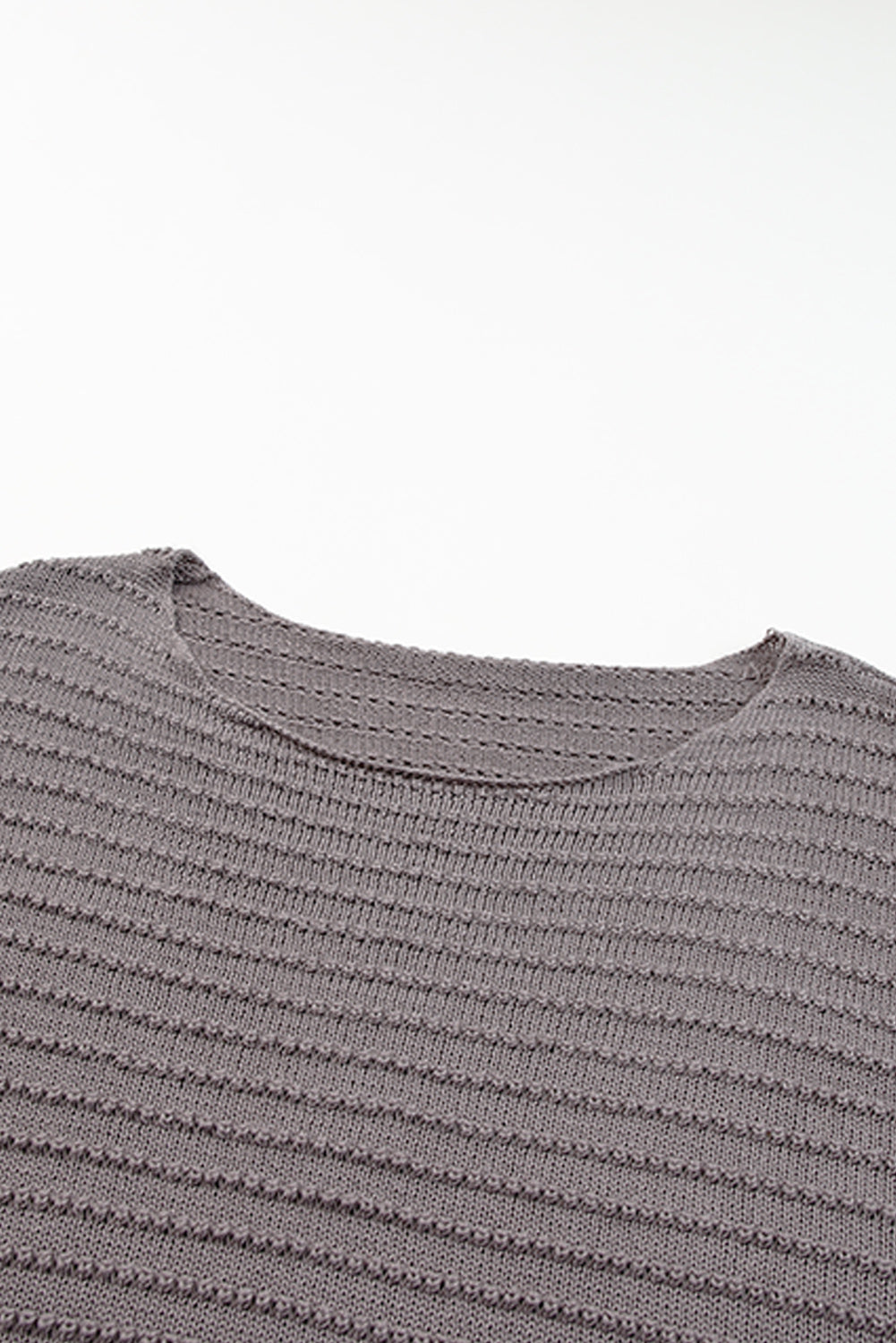 Textured Knit Round Neck Dolman Sleeve Sweater