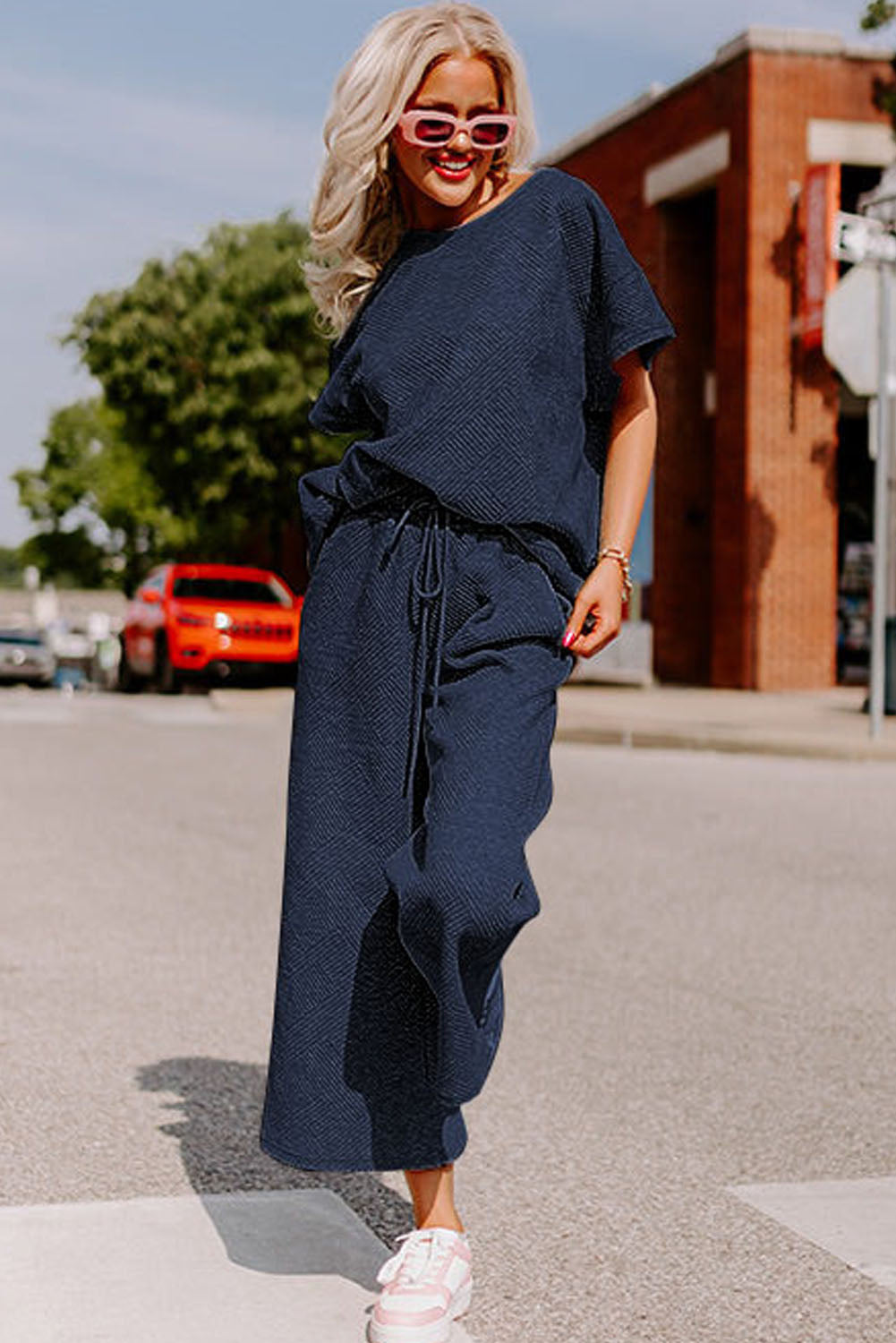 Loose Fit T Shirt and Drawstring Pants Set