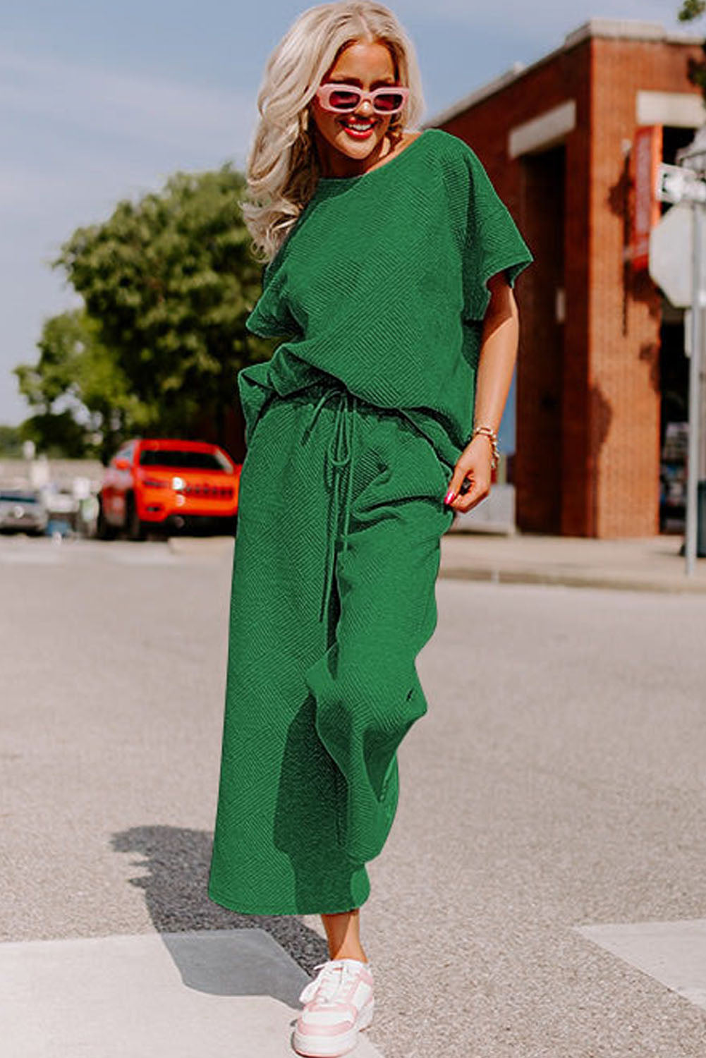 Loose Fit T Shirt and Drawstring Pants Set