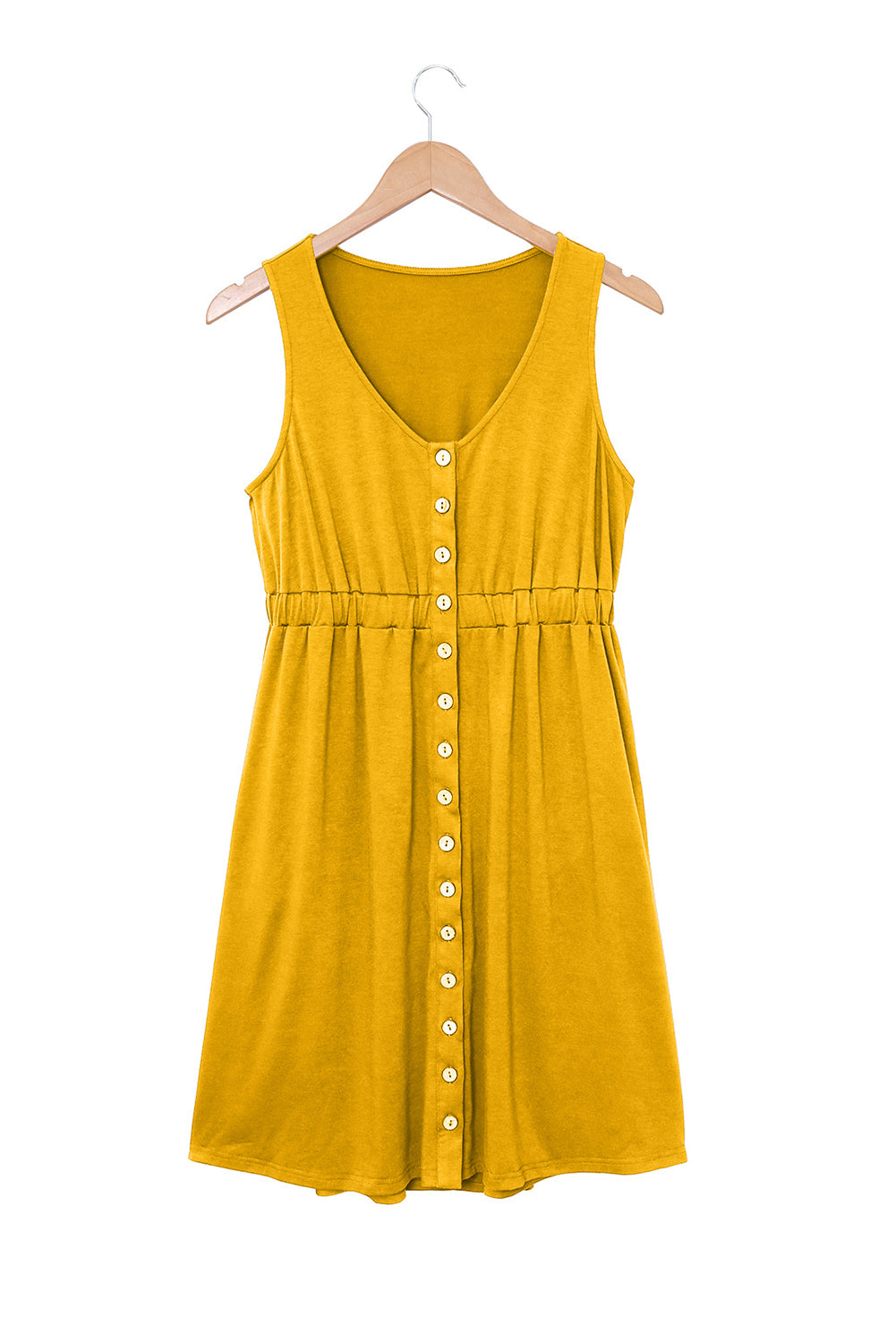 Sleeveless Button Front Short Basics Dress