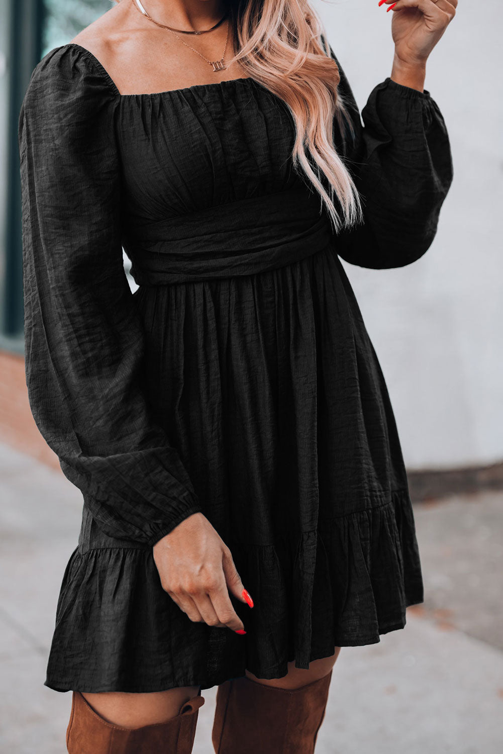 A -Line Square Neck Dress