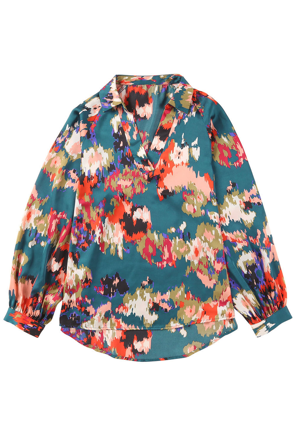 V Neck Puff Sleeve Blouse