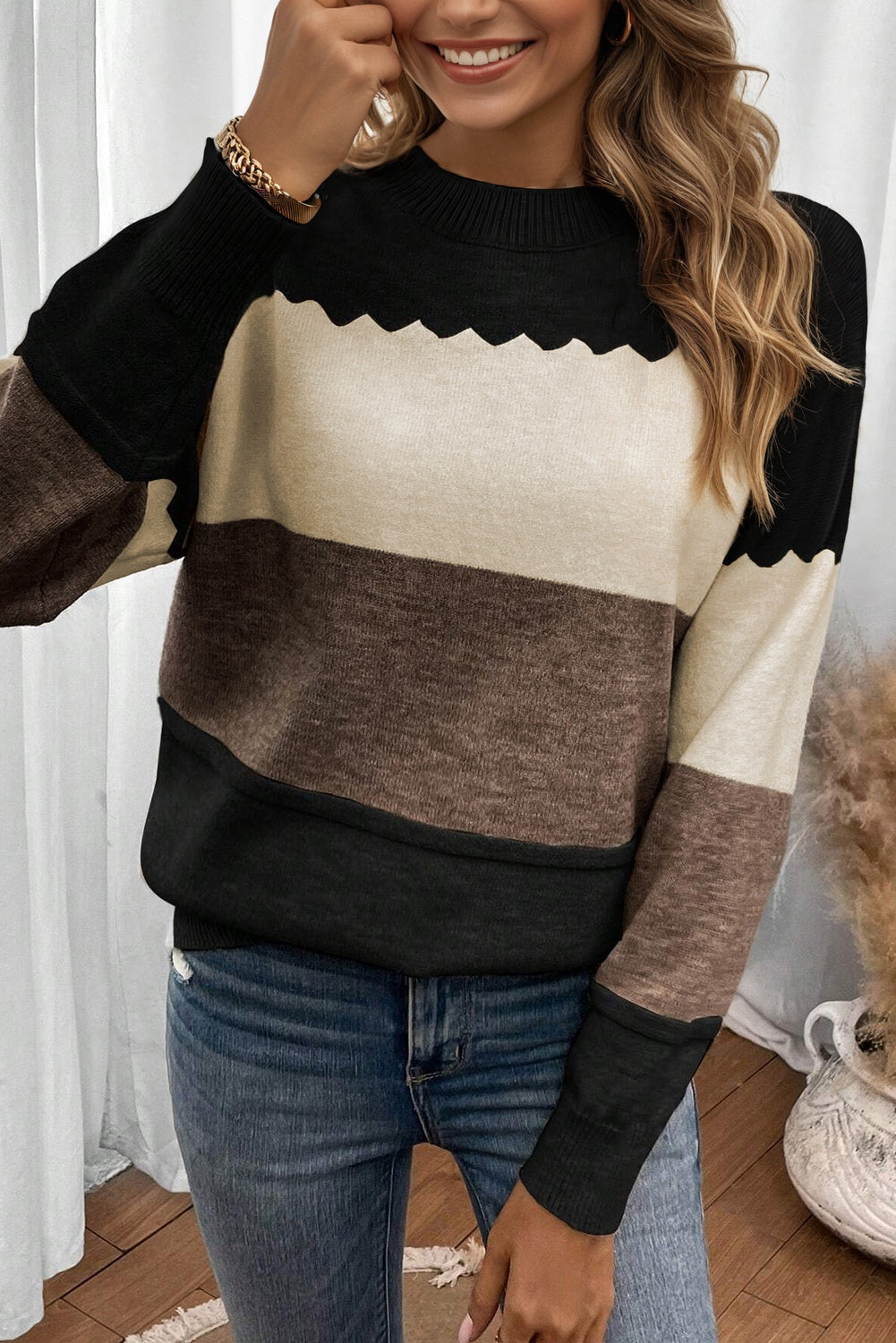 Crew Neck Drop Shoulder Sweater