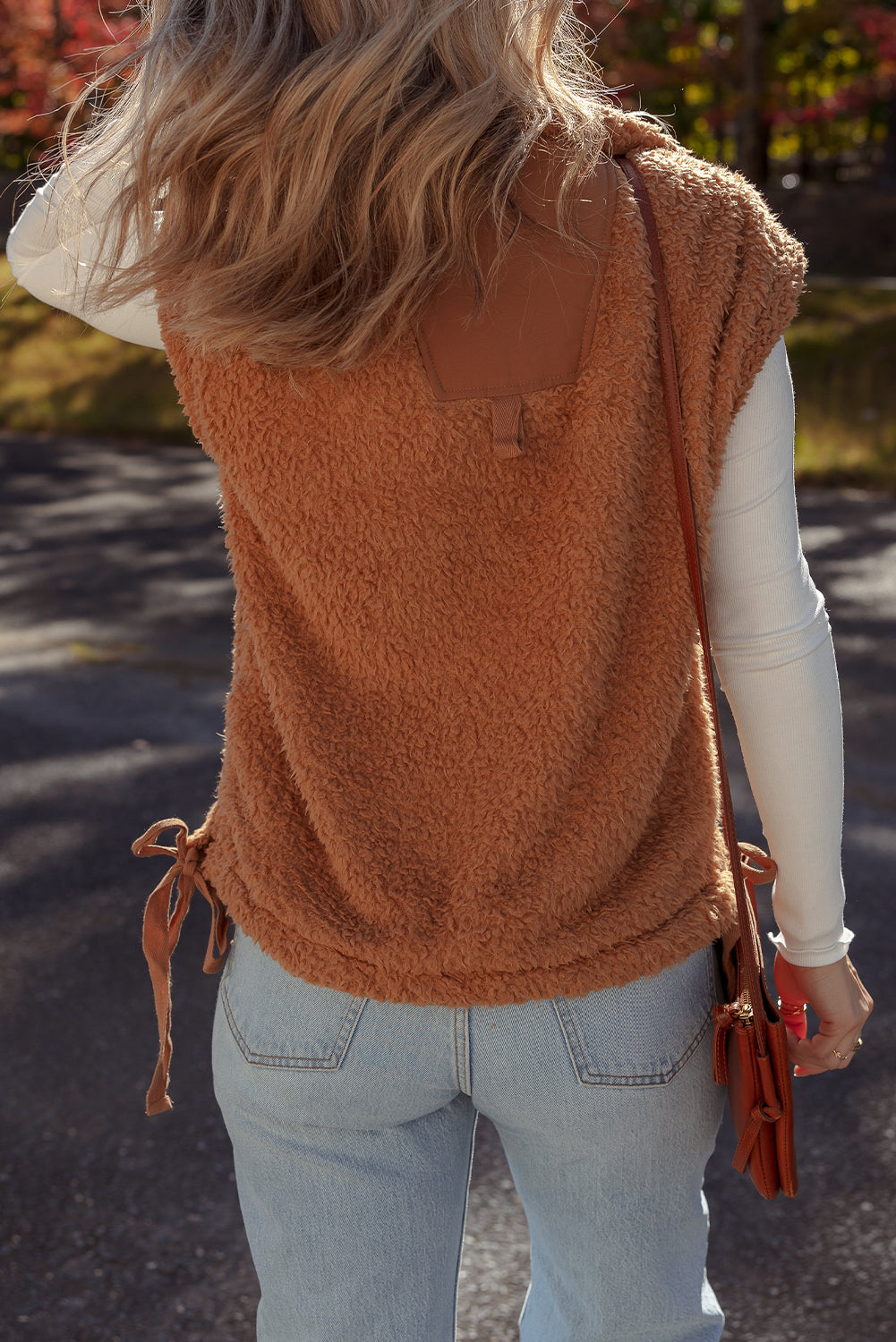 Faux Fur Snap Button Plush Vest