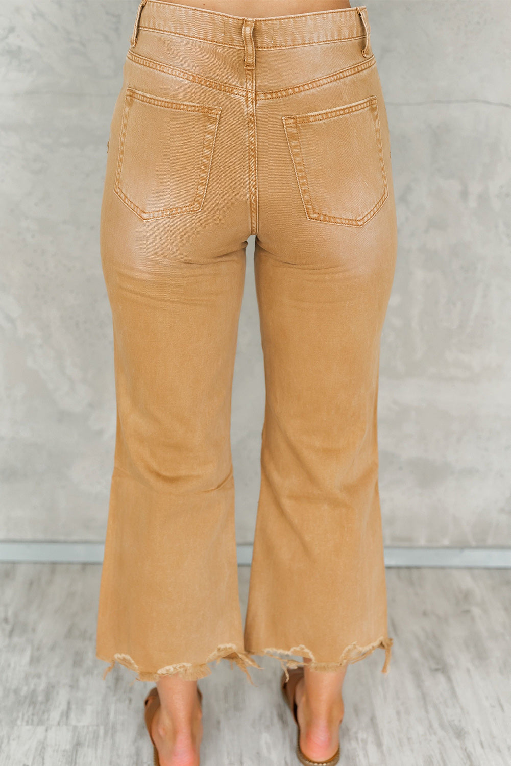 High Waist Flare Jeans with Raw Hem