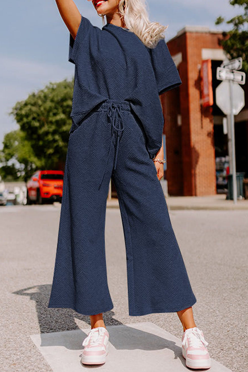 Loose Fit T Shirt and Drawstring Pants Set