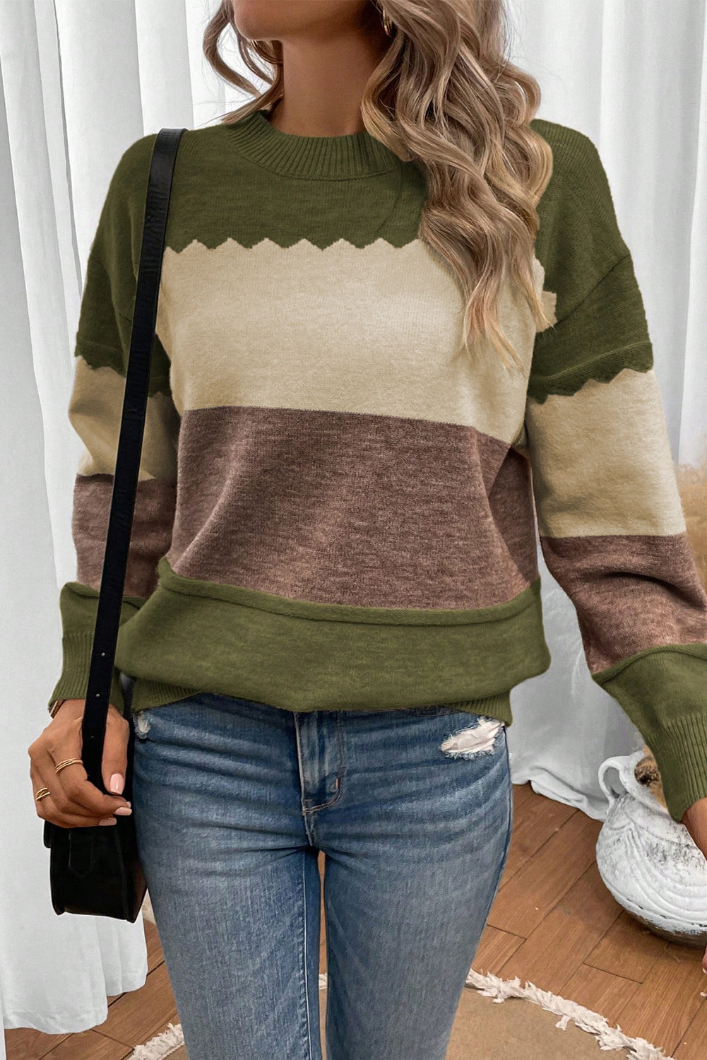 Crew Neck Drop Shoulder Sweater