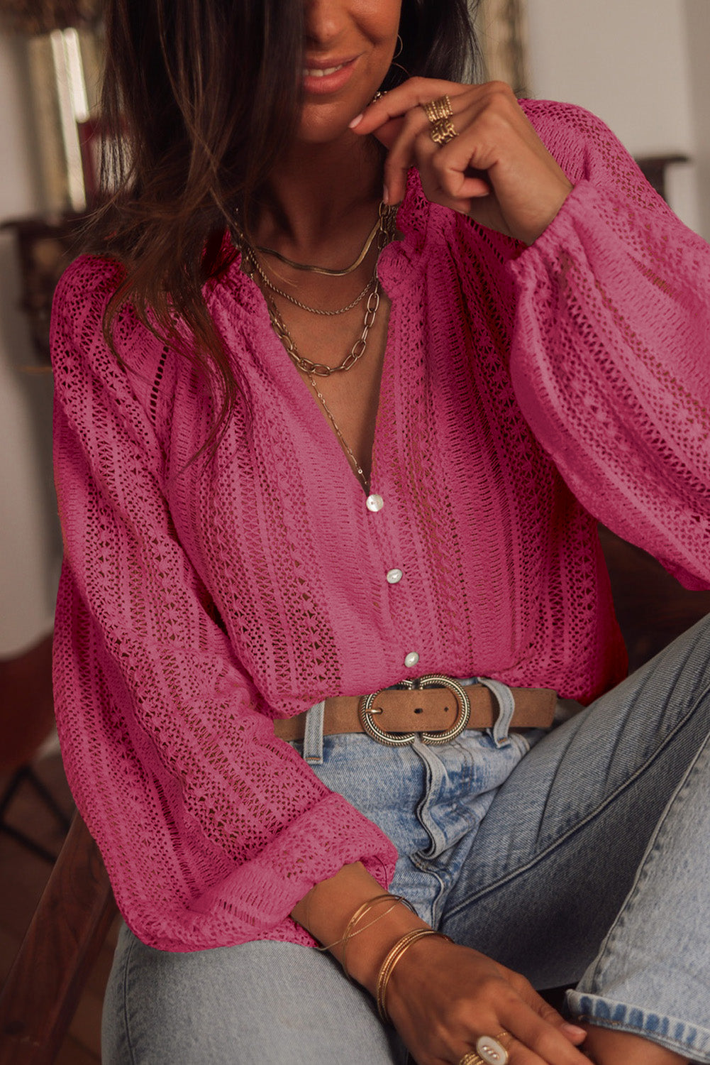 Raglan Sleeve Crochet Top