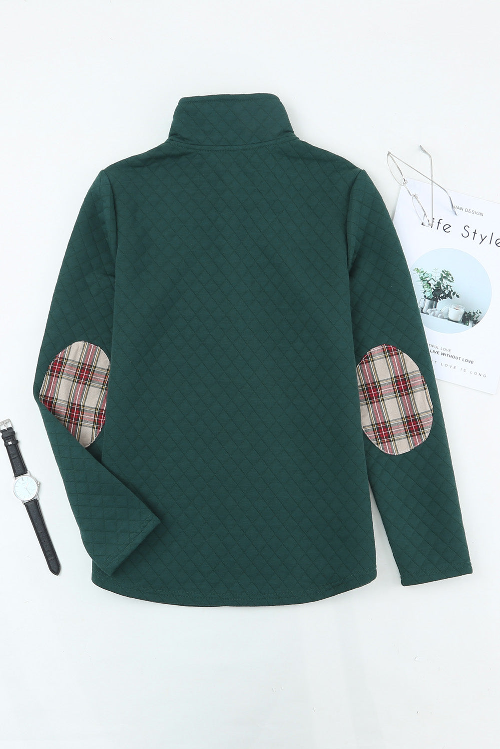 Plaid Trim Sweatshirt