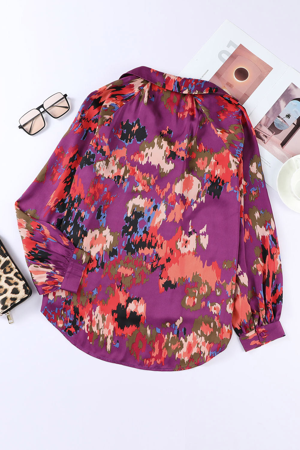V Neck Puff Sleeve Blouse