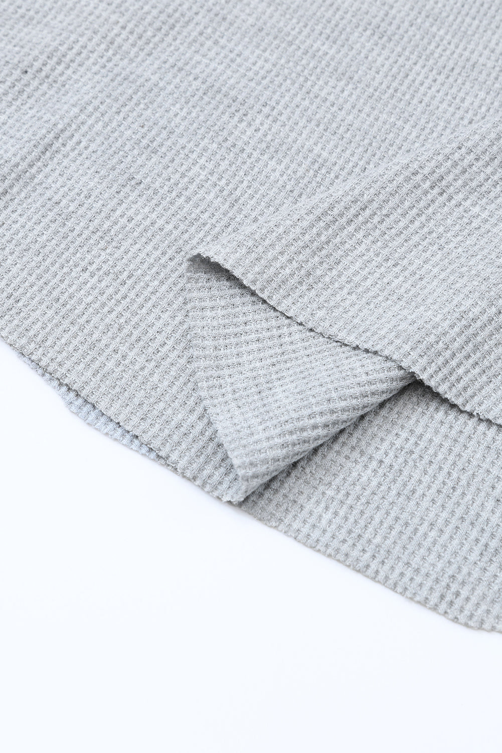 Waffle Knit Long Sleeve Henley Shirt