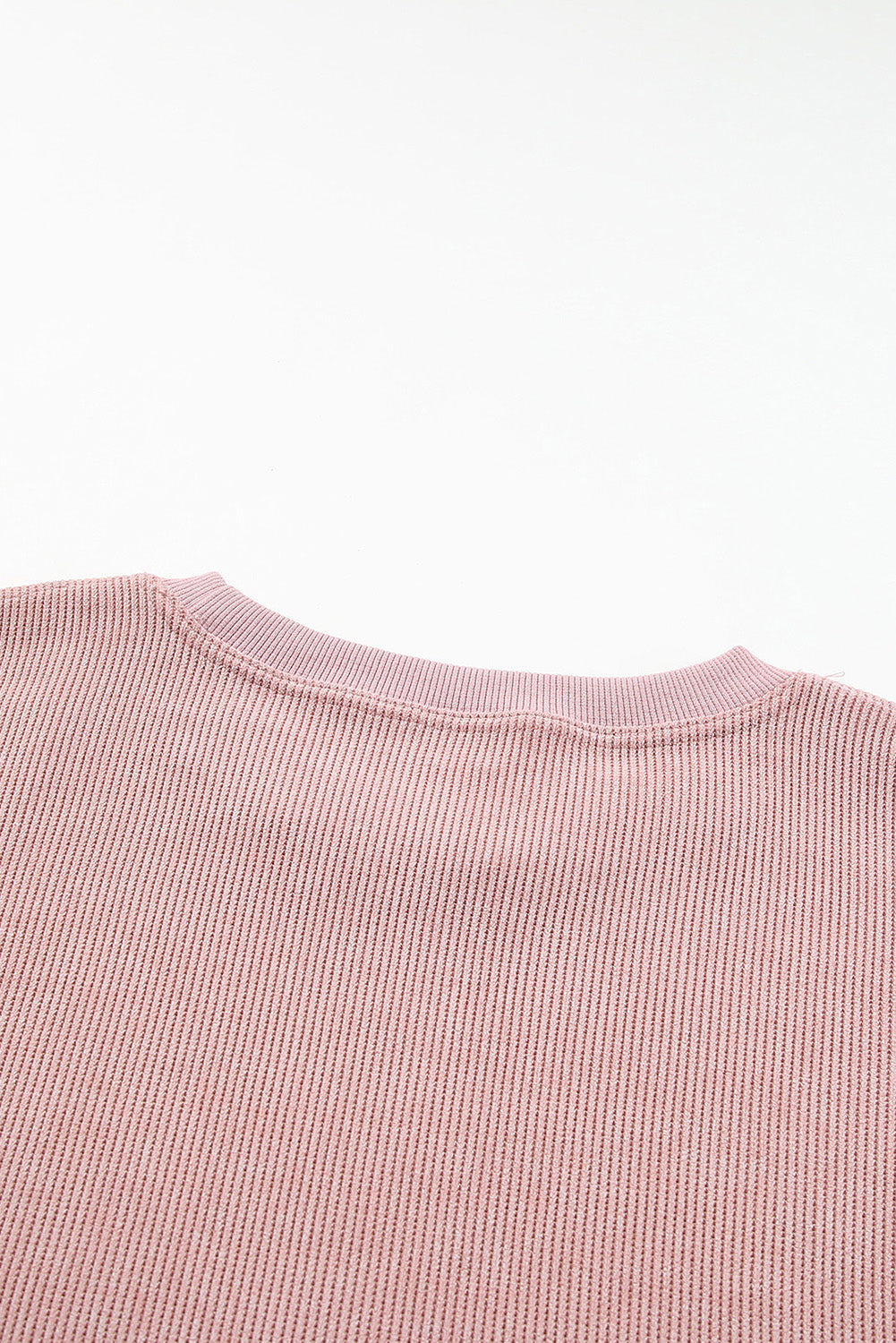 Ribbed Round Neck Pullover Sweatshirt